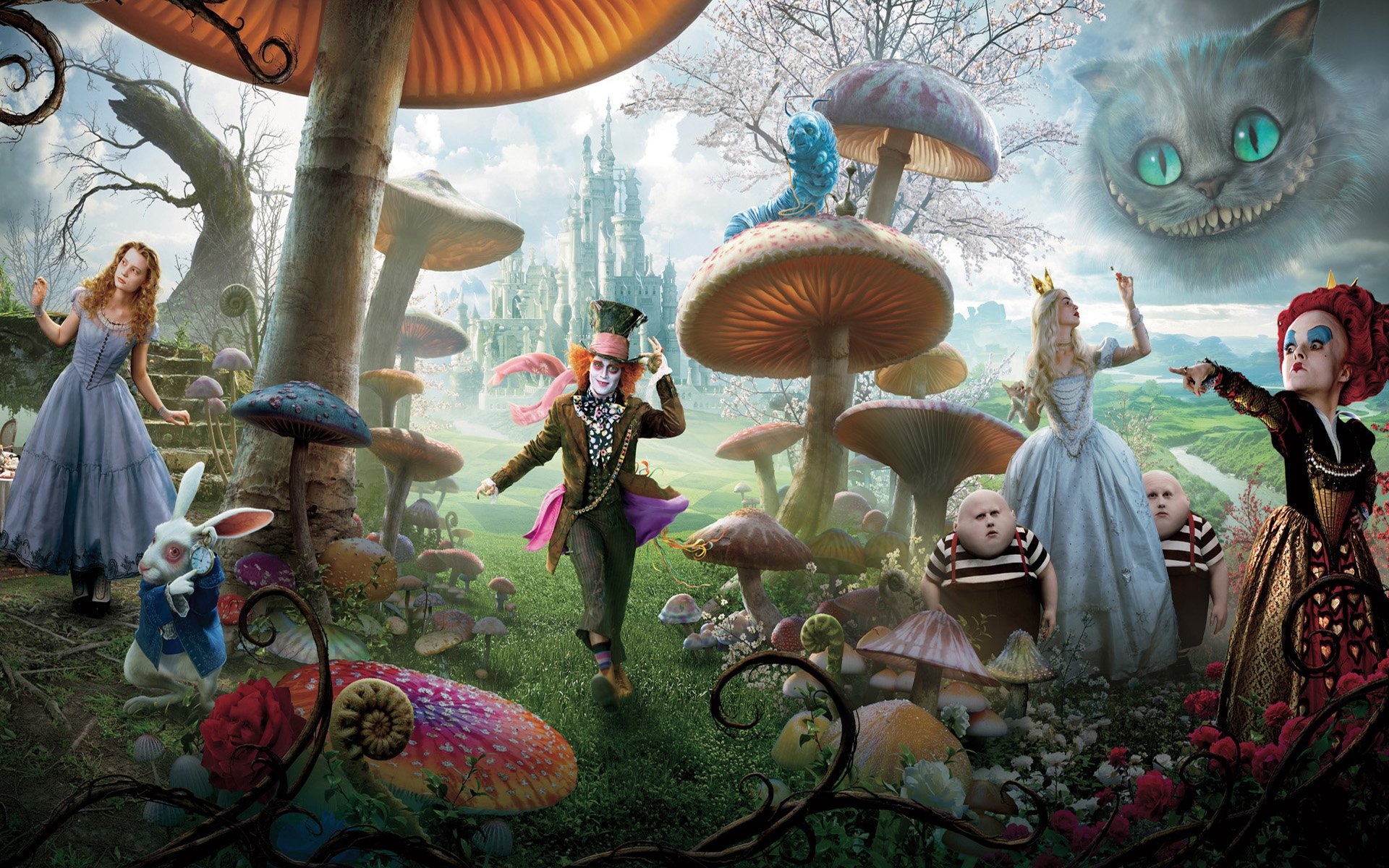 Alice in Wonderland, White Queen, Mad Hatter, Mia Wasikowska, 1920x1200 HD Desktop