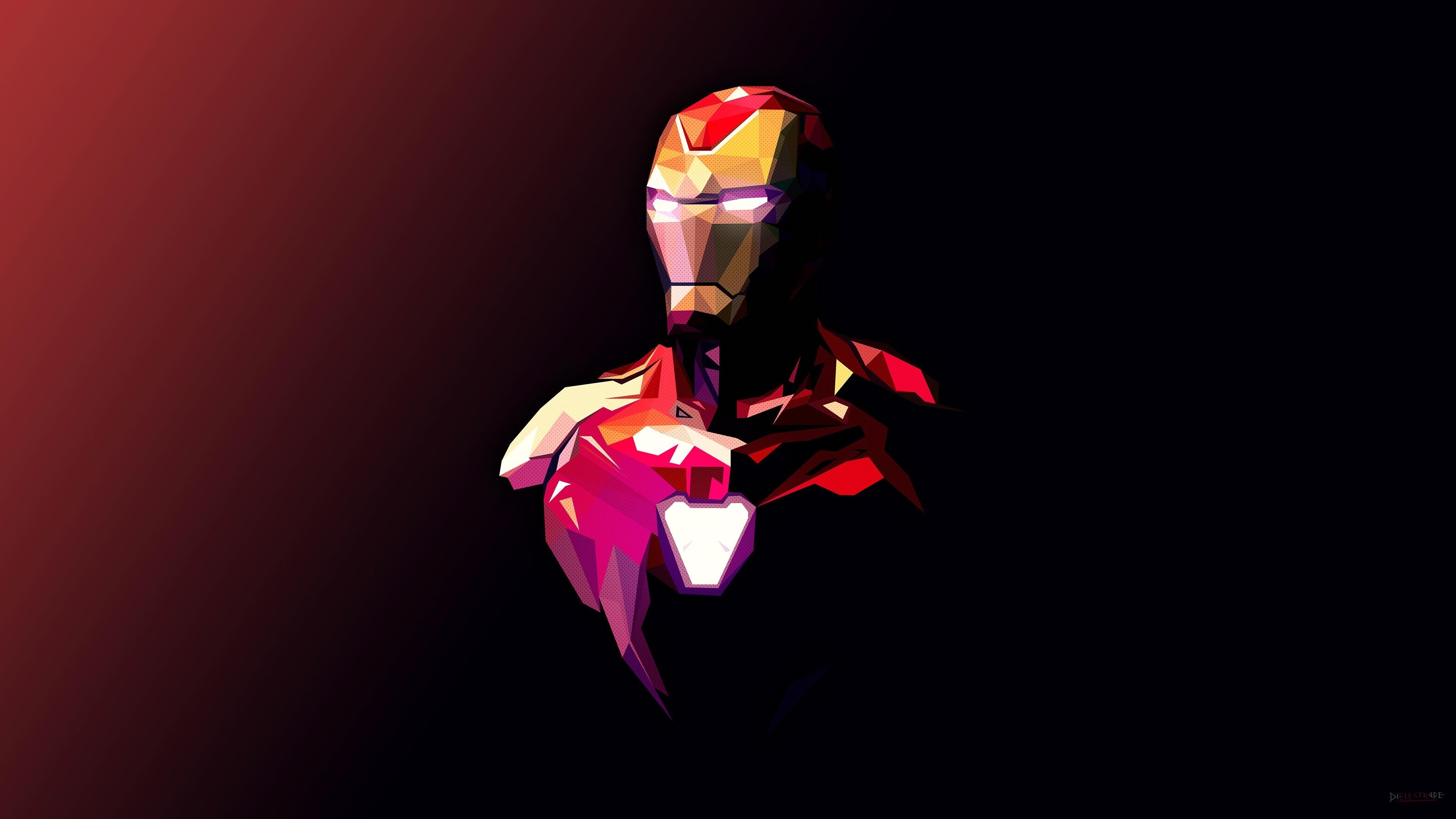 Iron Man Wallpaper 4K, Minimal art, Polygonal, Marvel Superheroes, Graphics CGI, #3482 3840x2160