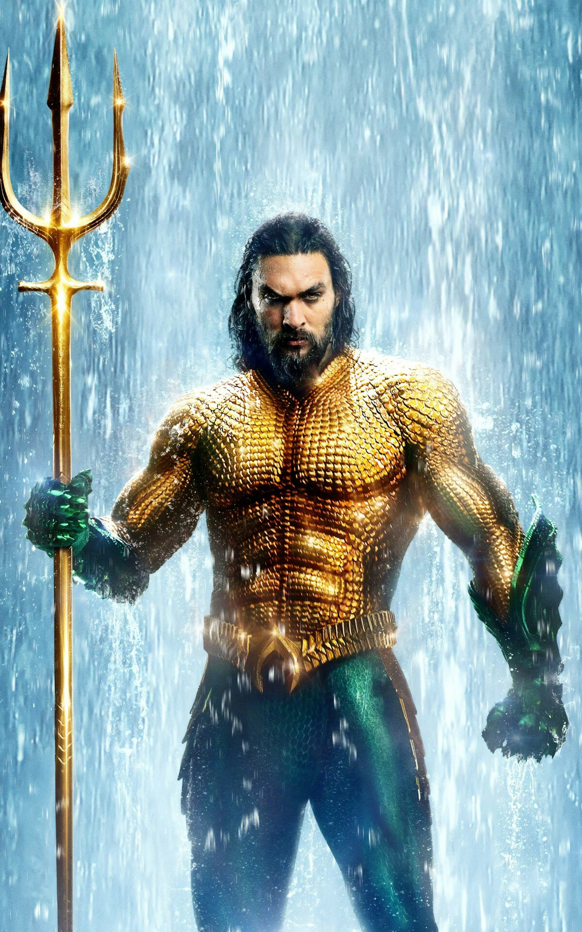 DC Heroes: Jason Momoa as Aquaman, Half-human and half Atlantean metahuman. 1200x1920 HD Background.