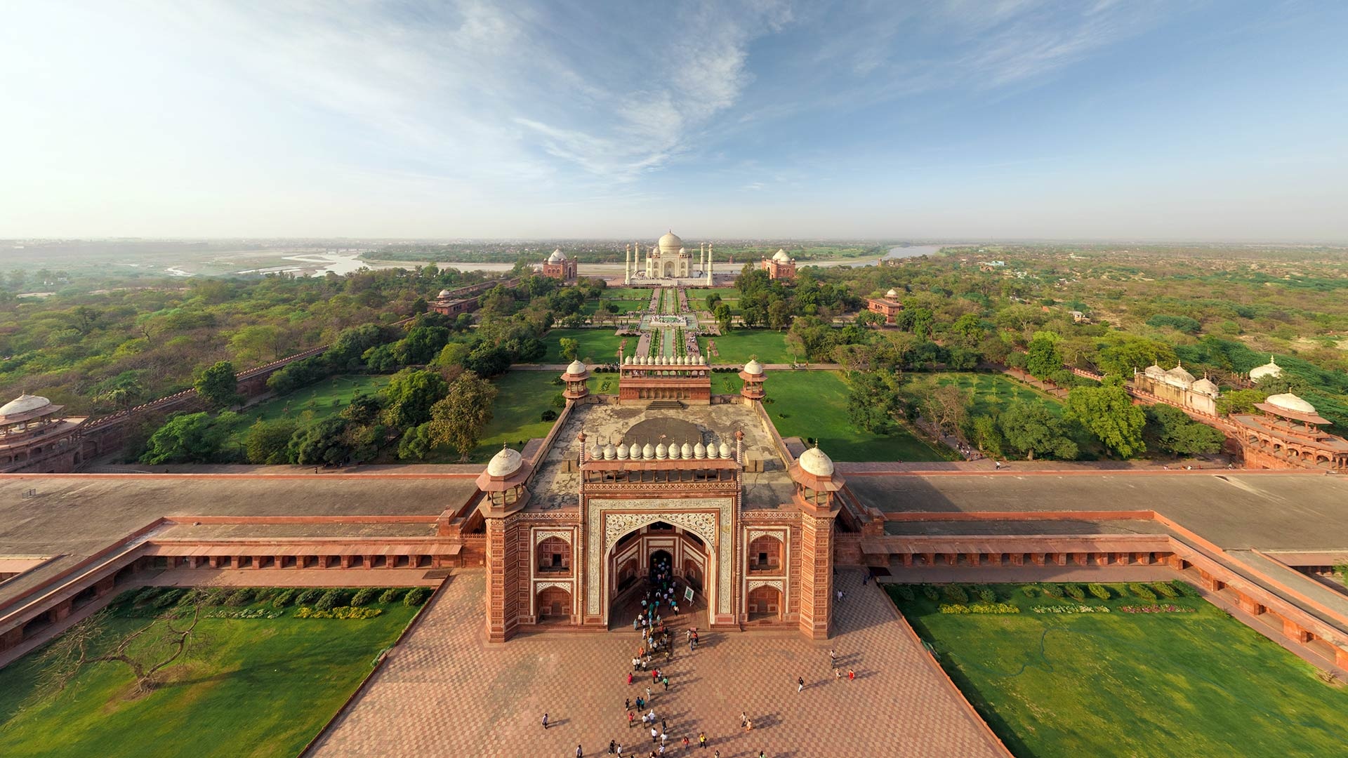 Aerial view of Taj Mahal, Breathtaking landscape, Agra, India, Stunning photography, 1920x1080 Full HD Desktop