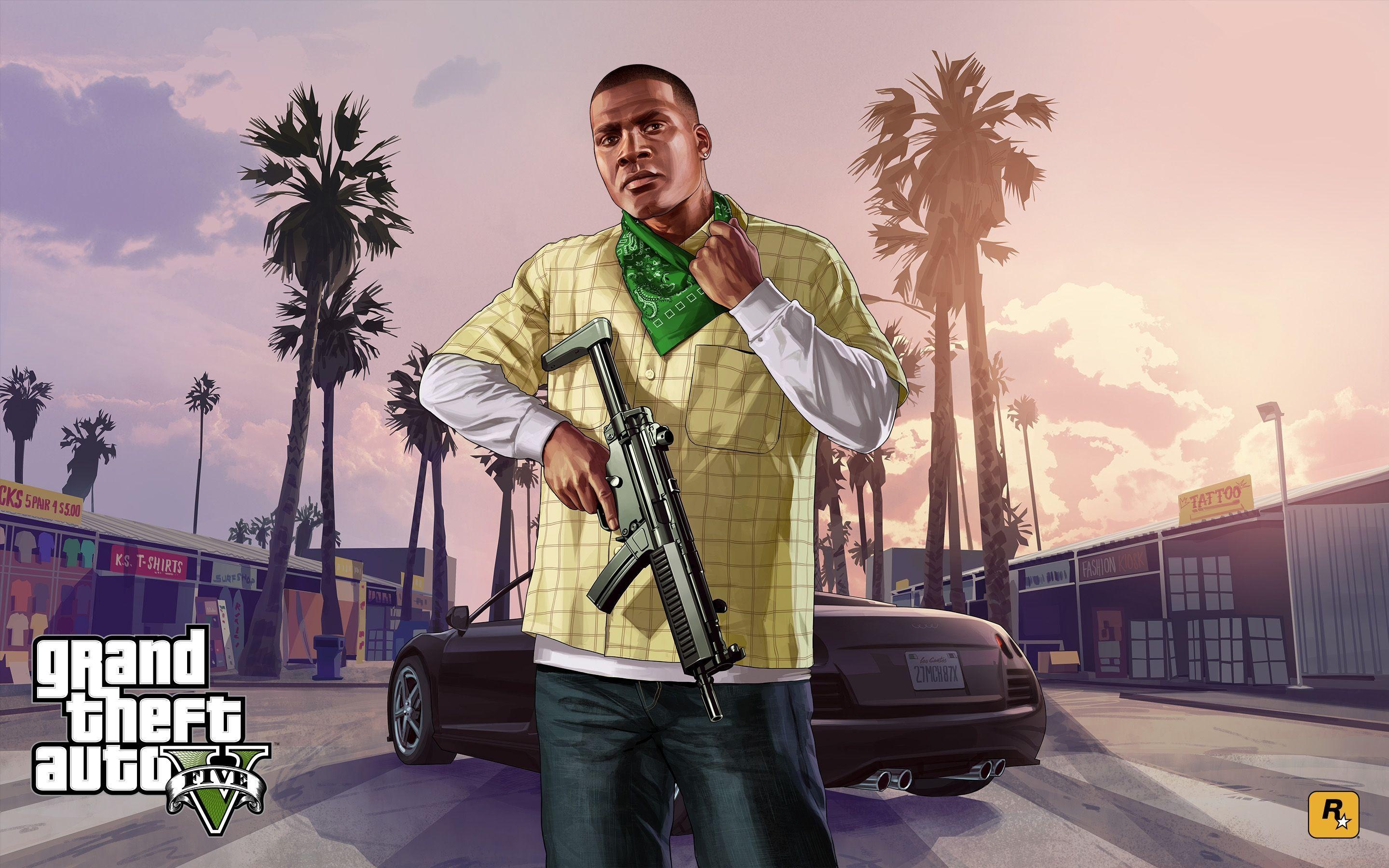 GTA V, Iconic character, Vibrant cityscape, High-speed pursuits, 2880x1800 HD Desktop