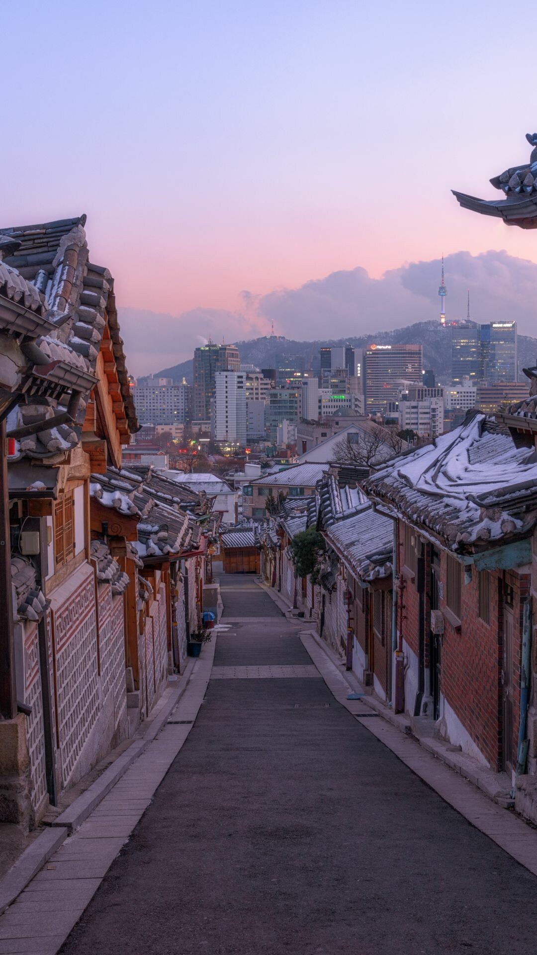 Korea: Seoul's aesthetic, Traditional village, Cityscape. 1080x1920 Full HD Background.