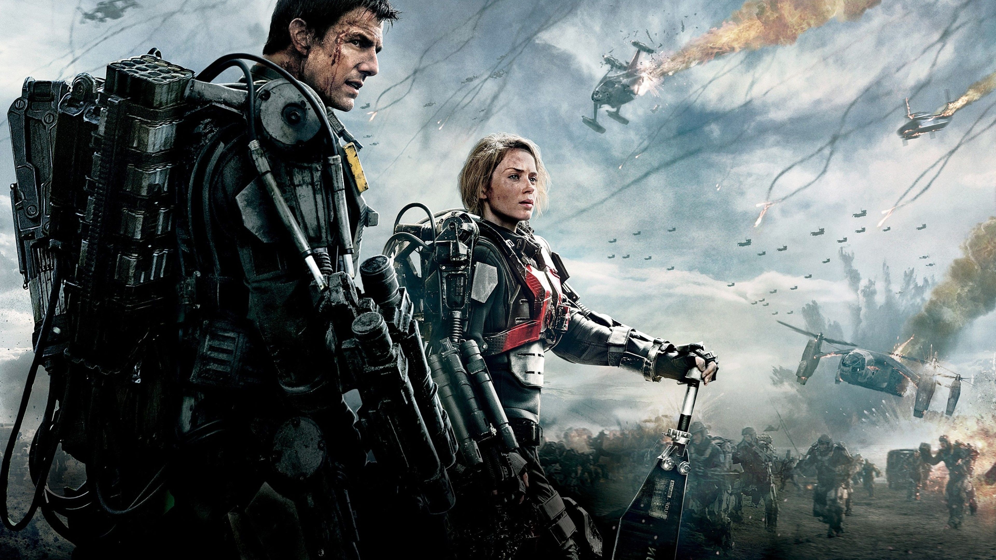 Edge of Tomorrow: A 2014 American science fiction action film starring Tom Cruise and Emily Blunt. 3840x2160 4K Background.