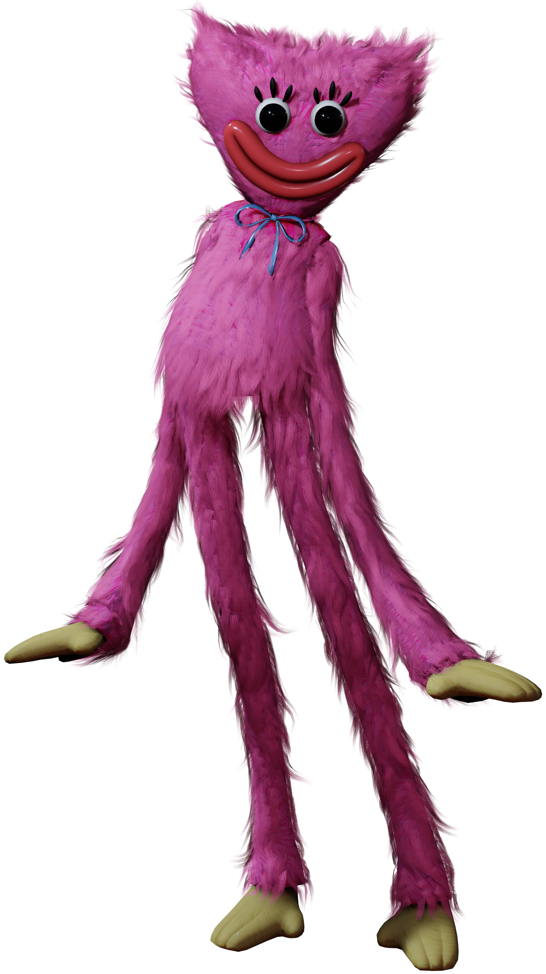 Poppy Playtime: Kissy Missy, A toy produced by Playtime Co., A tall, slender creature with thick fur, Dyed pink. 1850x3300 HD Background.