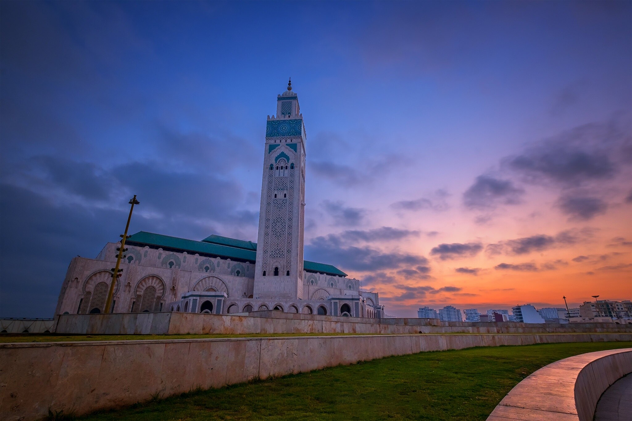 Morocco: Casablanca, Hassan II Mosque, The fifth-largest economy in Africa. 2050x1370 HD Background.