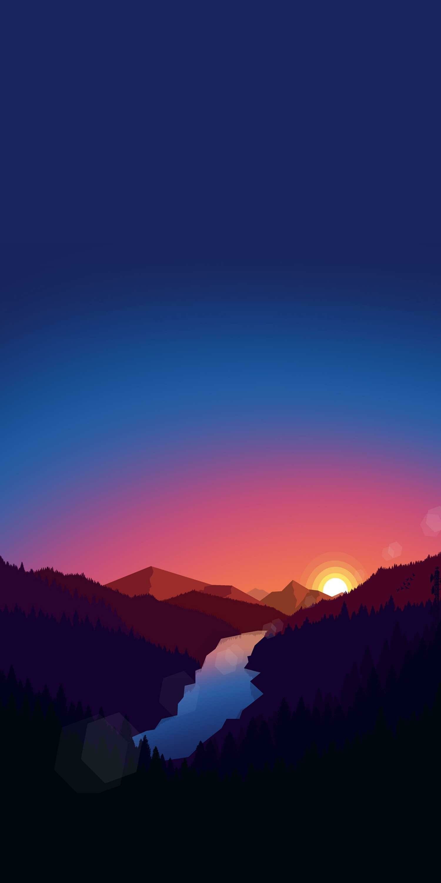Sunrise: The scattering of sunlight, The time when the sun appears above the horizon. 1500x3000 HD Background.