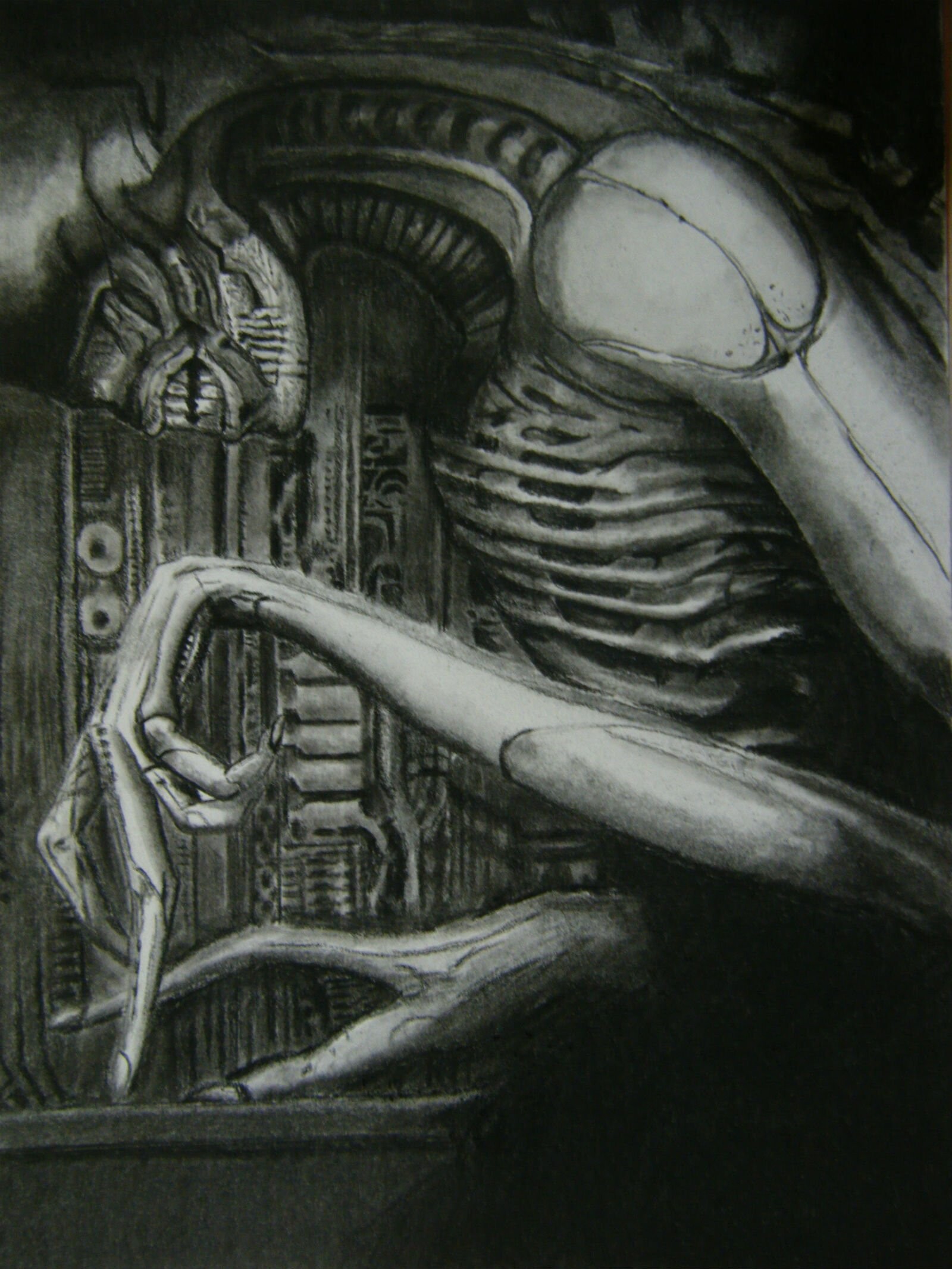 H.R. Giger: The Last One, Pencil Sketch, Alien, 1987. 1600x2140 HD Wallpaper.