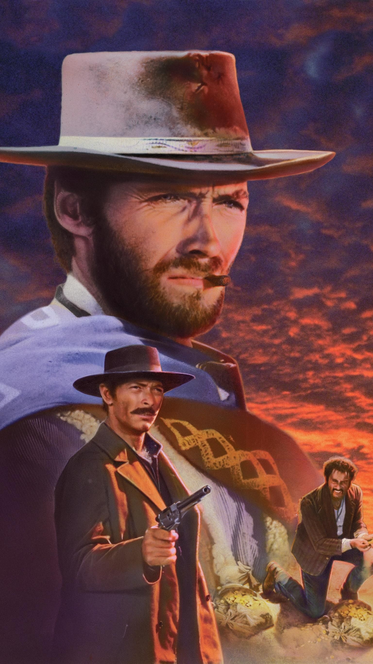 Clint Eastwood, Spaghetti Western, Classic Western, Iconic character, 1540x2740 HD Phone
