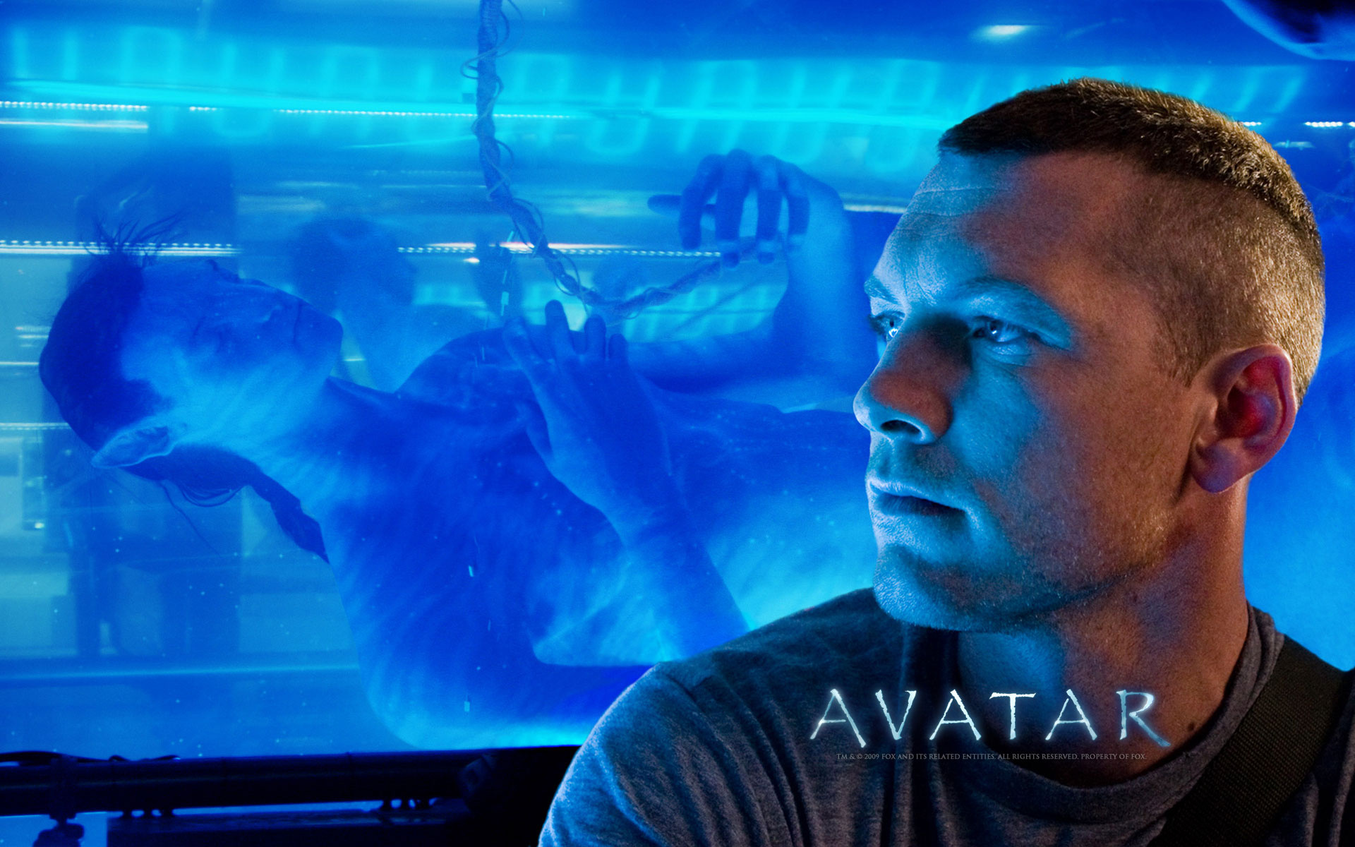 Sam Worthington: Corporal Jake Sully, a disabled former Marine, in James Cameron's Avatar. 1920x1200 HD Background.