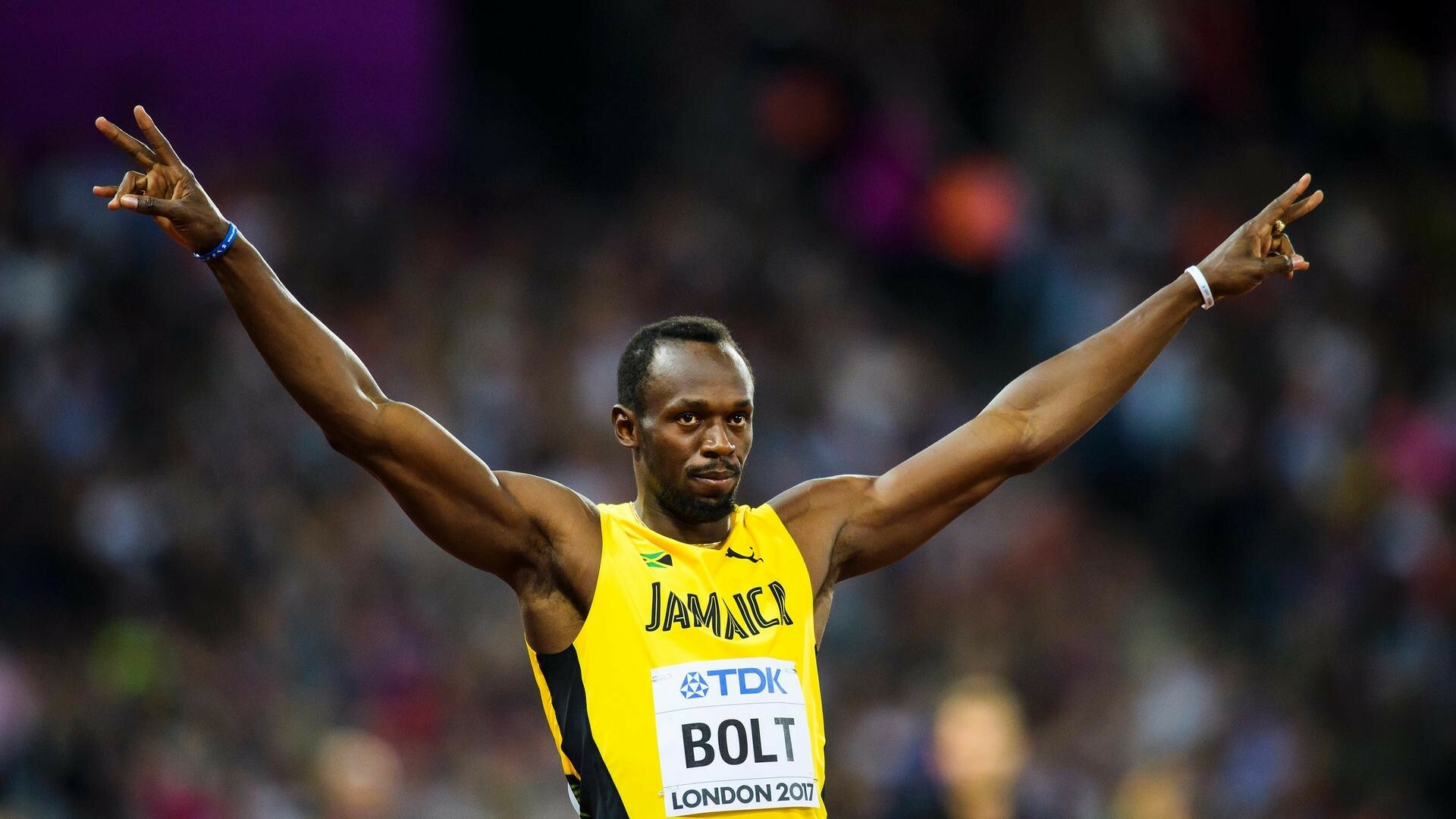Usain Bolt: He became the first junior sprinter to run the 200 m in under twenty seconds. 1920x1080 Full HD Wallpaper.
