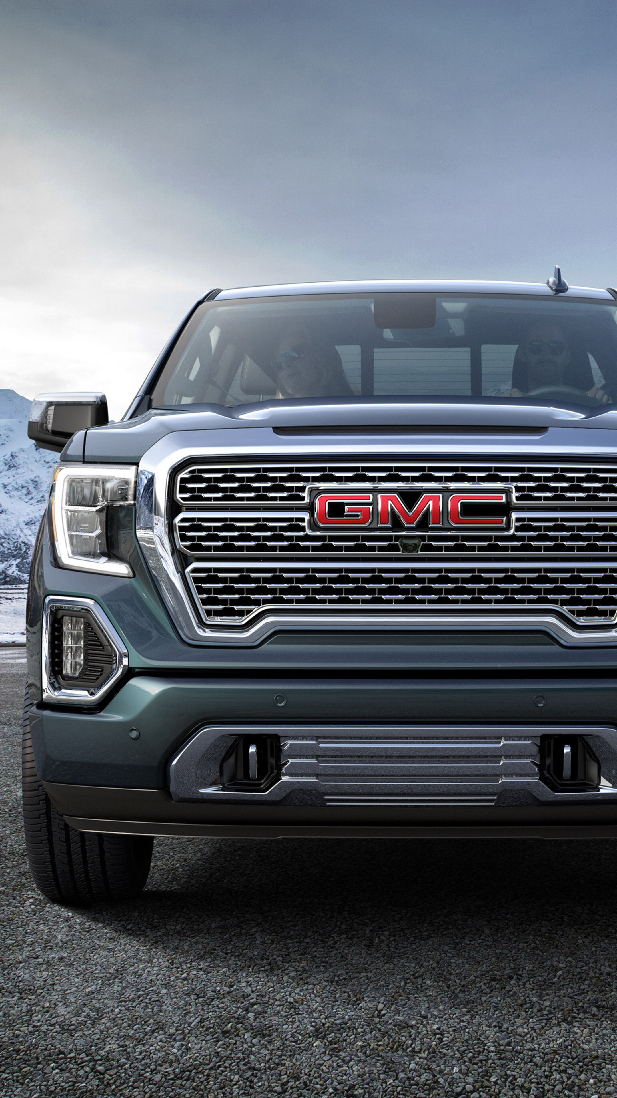 GMC: 2019 Sierra, 6.2L V8 engine with 10-speed automatic transmission, Off-road truck. 2160x3840 4K Background.