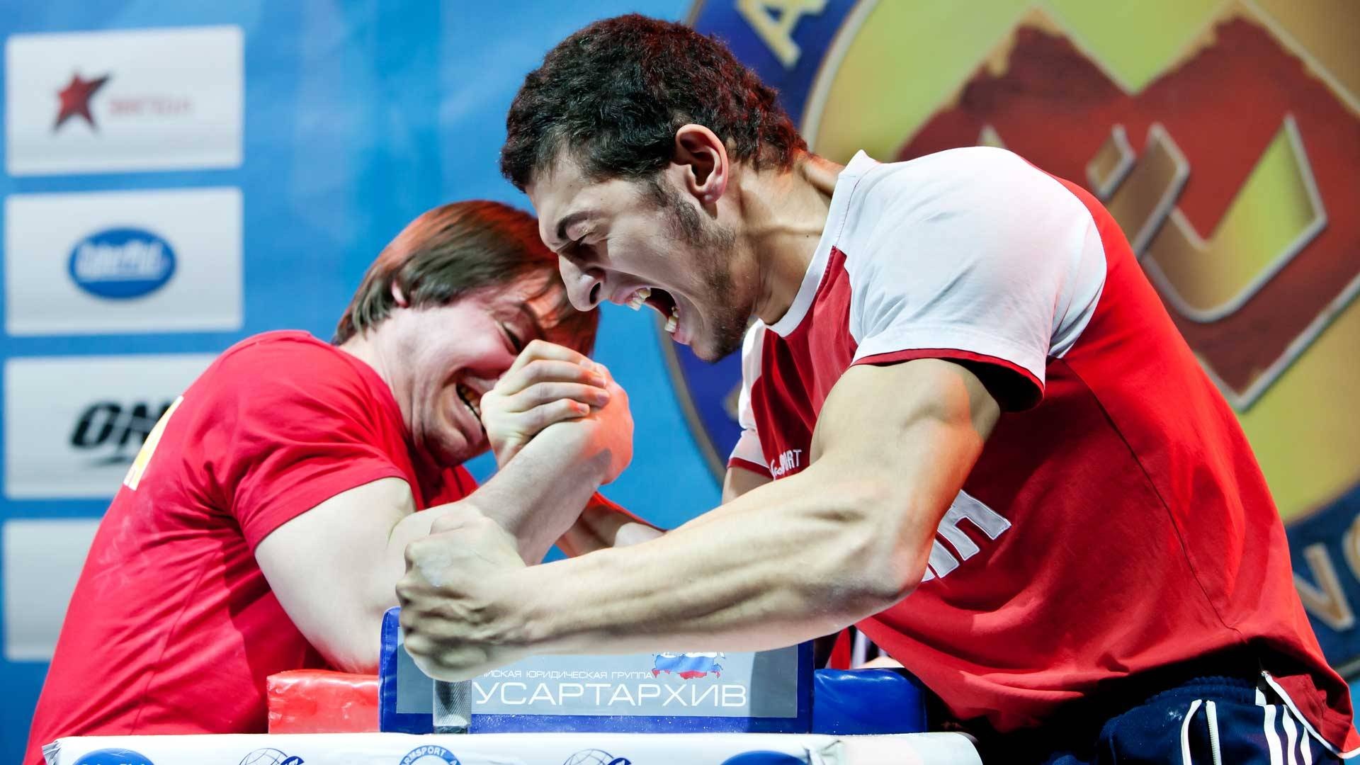 Arm Wrestling: Athens World Company Sports Games 2021, Right-hand Wrestling, Man's Competition, Competitive Match. 1920x1080 Full HD Wallpaper.