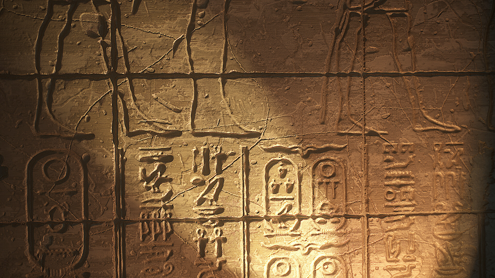 Hieroglyphics, Artstation wall, Ancient carvings, 1920x1080 Full HD Desktop