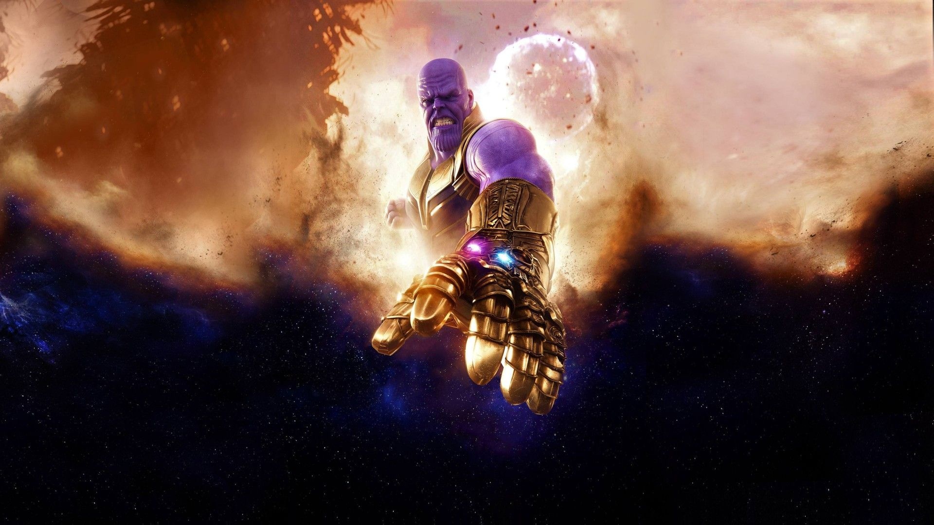 Thanos, Infinity Gauntlet, Marvel villain, Cosmic power, 1920x1080 Full HD Desktop