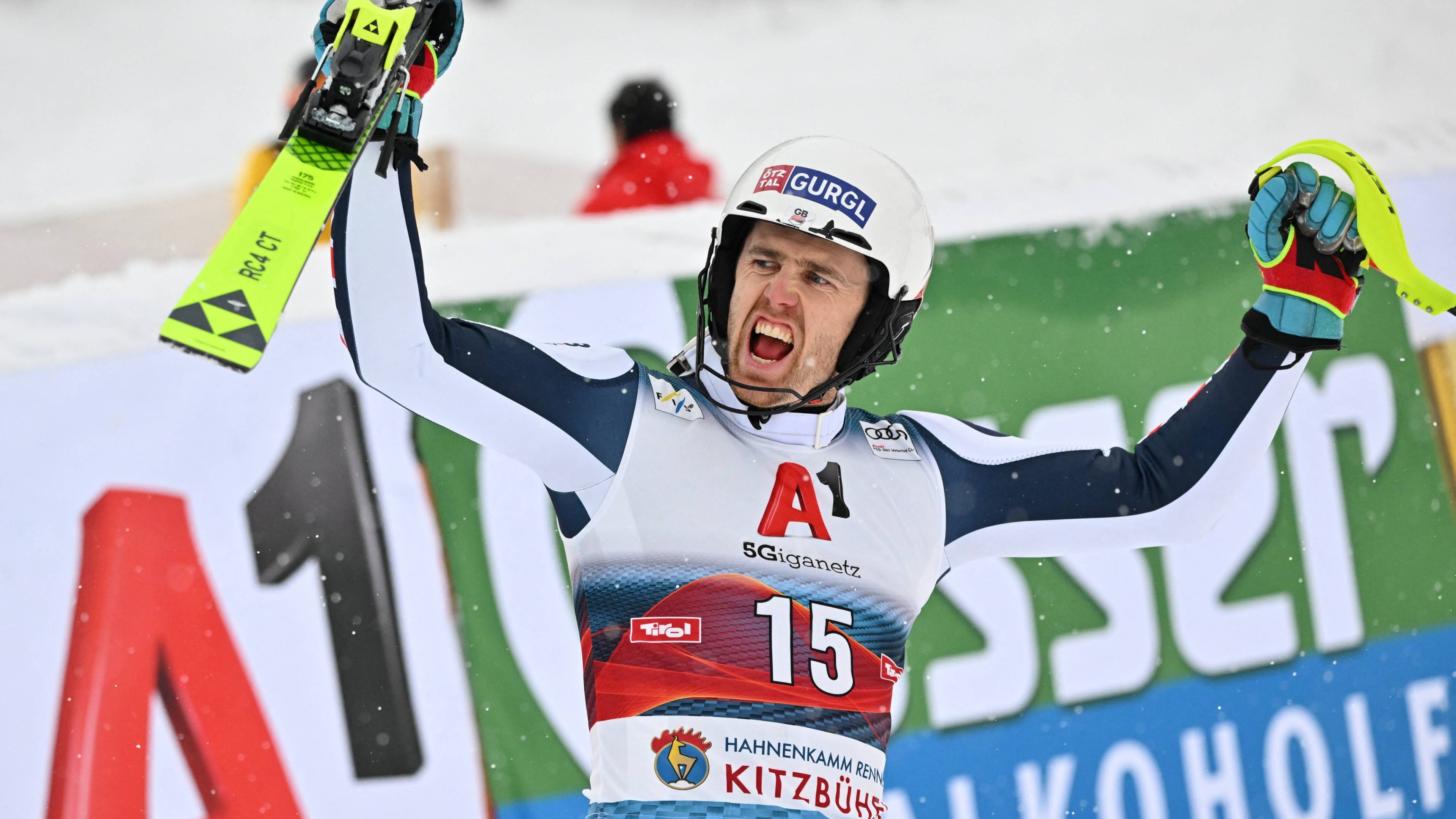 Slalom: Dave Ryding, Kitzbuhel, An alpine ski racing, Extreme winter sports. 3840x2160 4K Background.