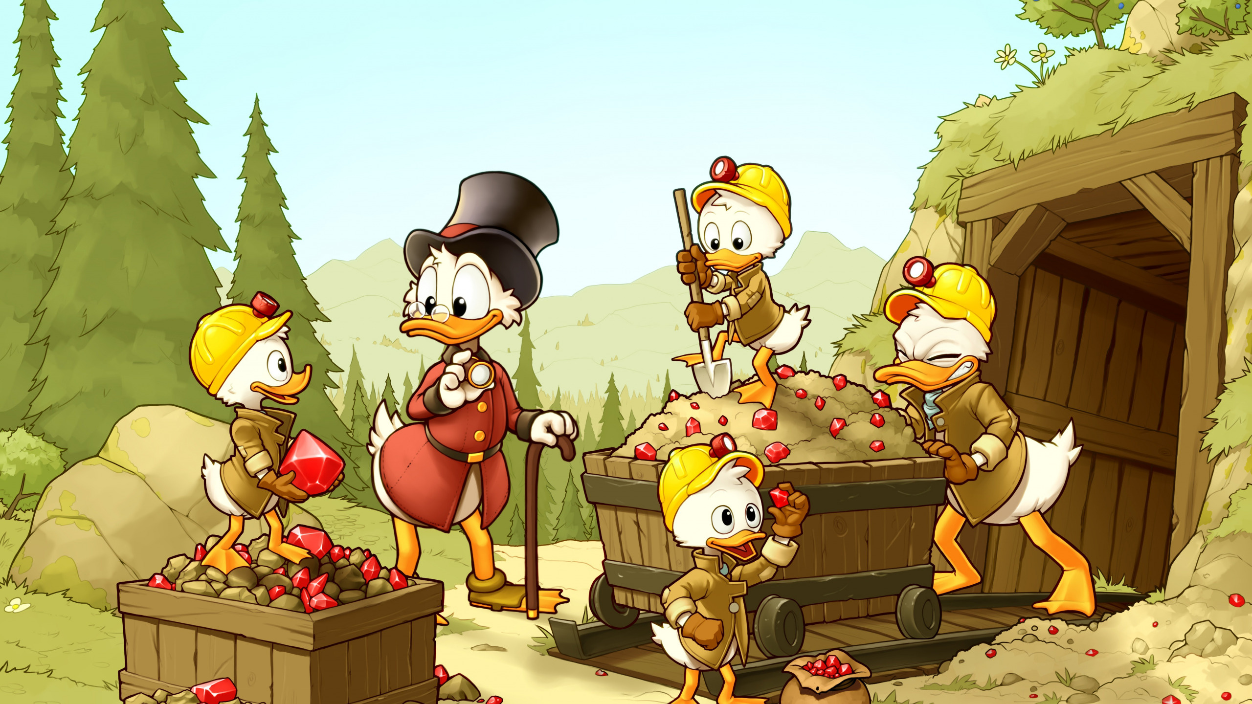 DuckTales Animation, Disney mine, Huey Scrooge McDuck, Ducktales, 2560x1440 HD Desktop