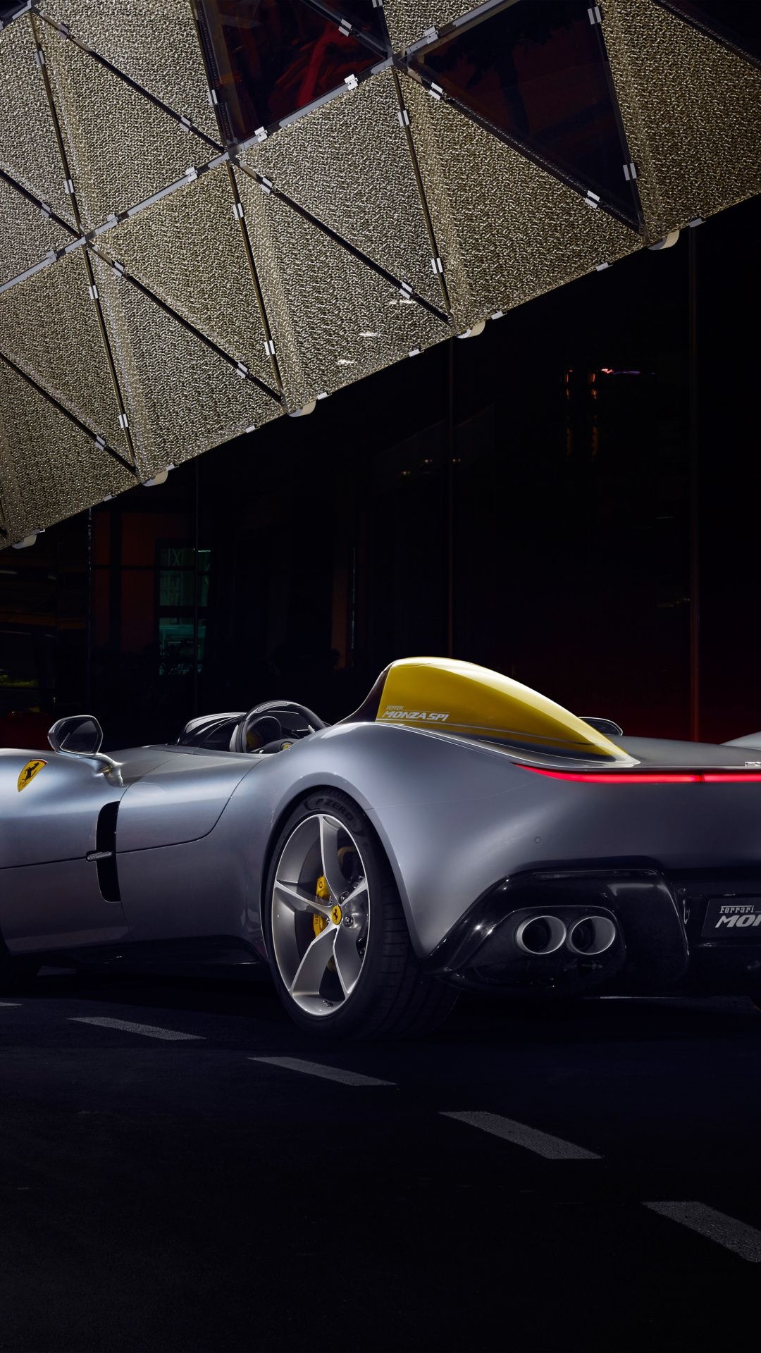 Ferrari Monza, Sports car, Rear view, Wallpaper, 1080x1920 Full HD Phone
