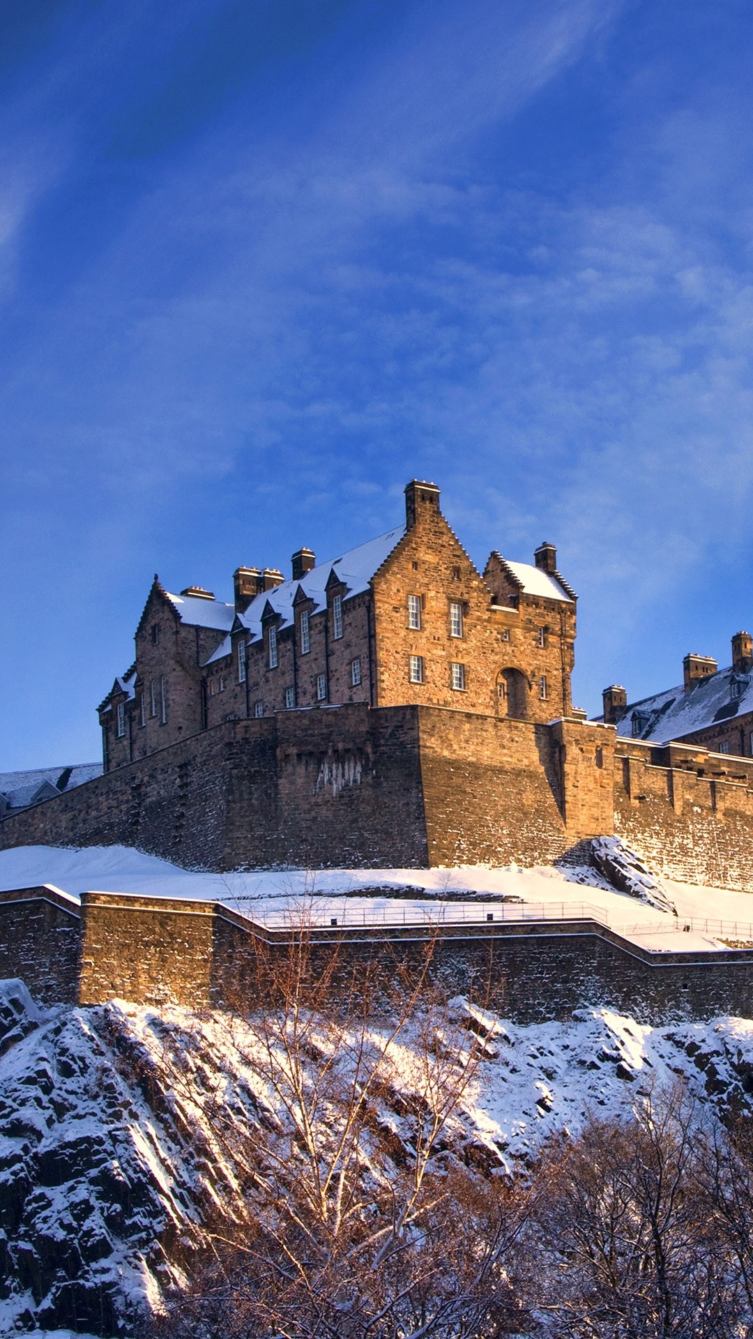 Edinburgh Castle, Travels, Winter sunset, UK's spotlight images, 1080x1920 Full HD Phone