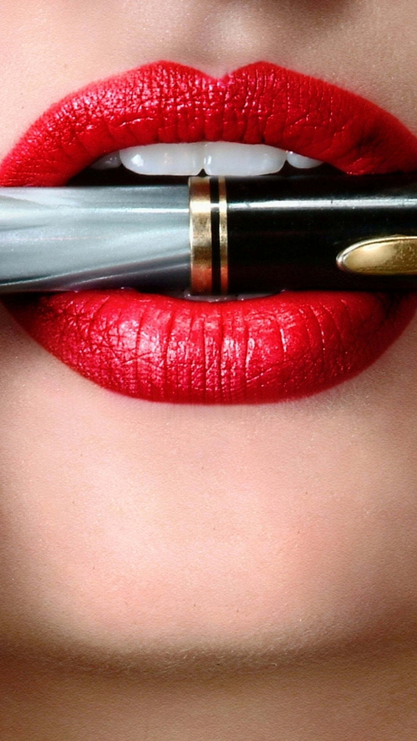 Lipstick: Lips contouring, A perfect professionally made lip contour, Lip makeup. 1440x2560 HD Background.
