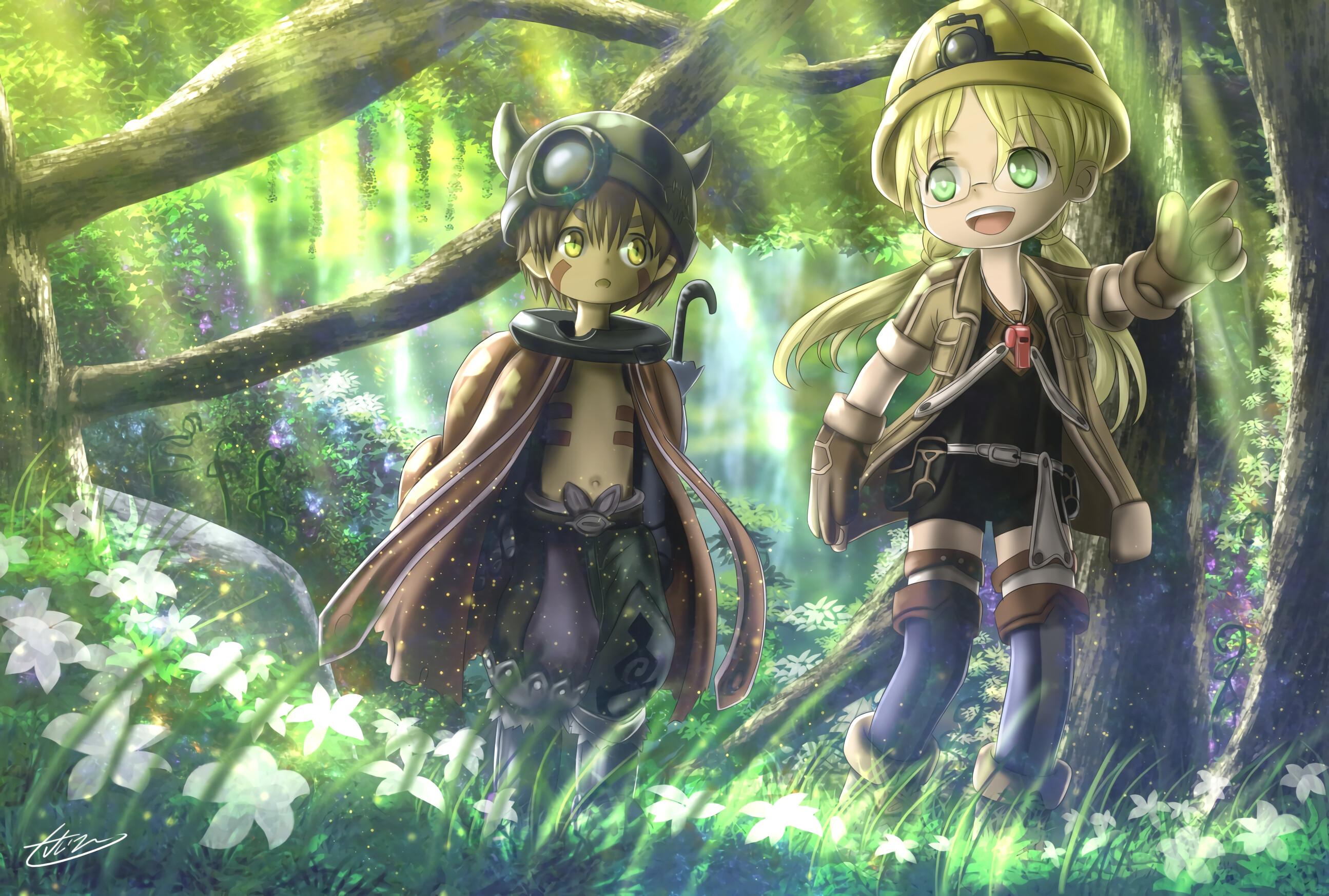 Made in Abyss: Dawn of the Deep Soul: Reg, a robotic being who appears to be a little boy, Rika. 2590x1750 HD Background.