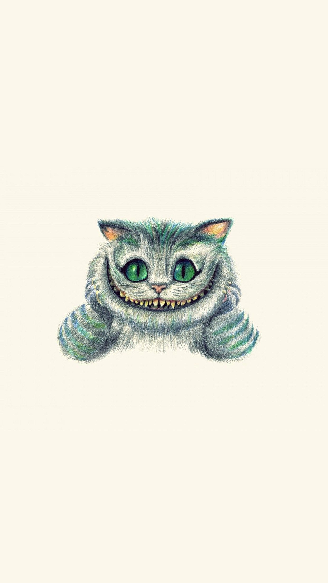 Cheshire Cat: Alice in Wonderland, Feline character, Minimalism. 1250x2210 HD Wallpaper.