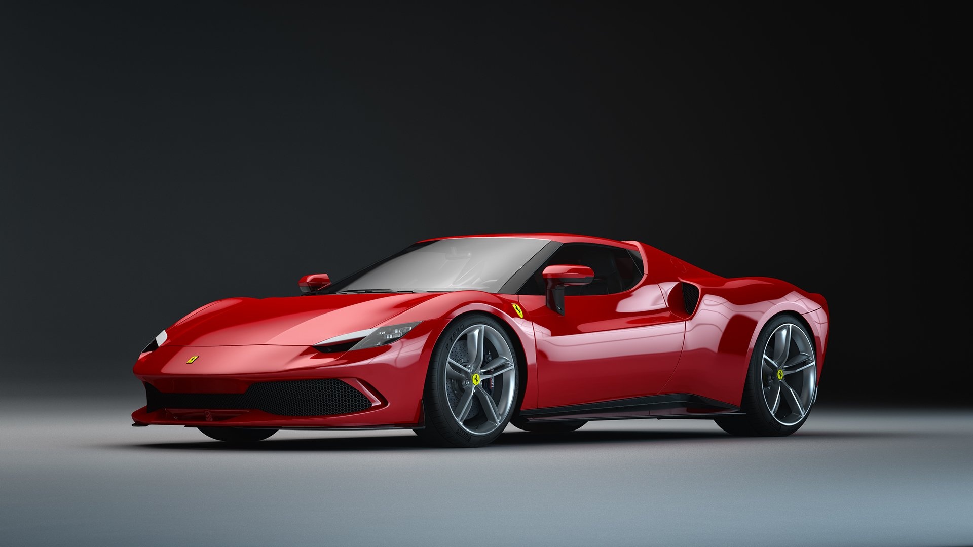 Ferrari 296 GTB, Studio rendering, Impeccable 3D, Gallery showcase, 1920x1080 Full HD Desktop