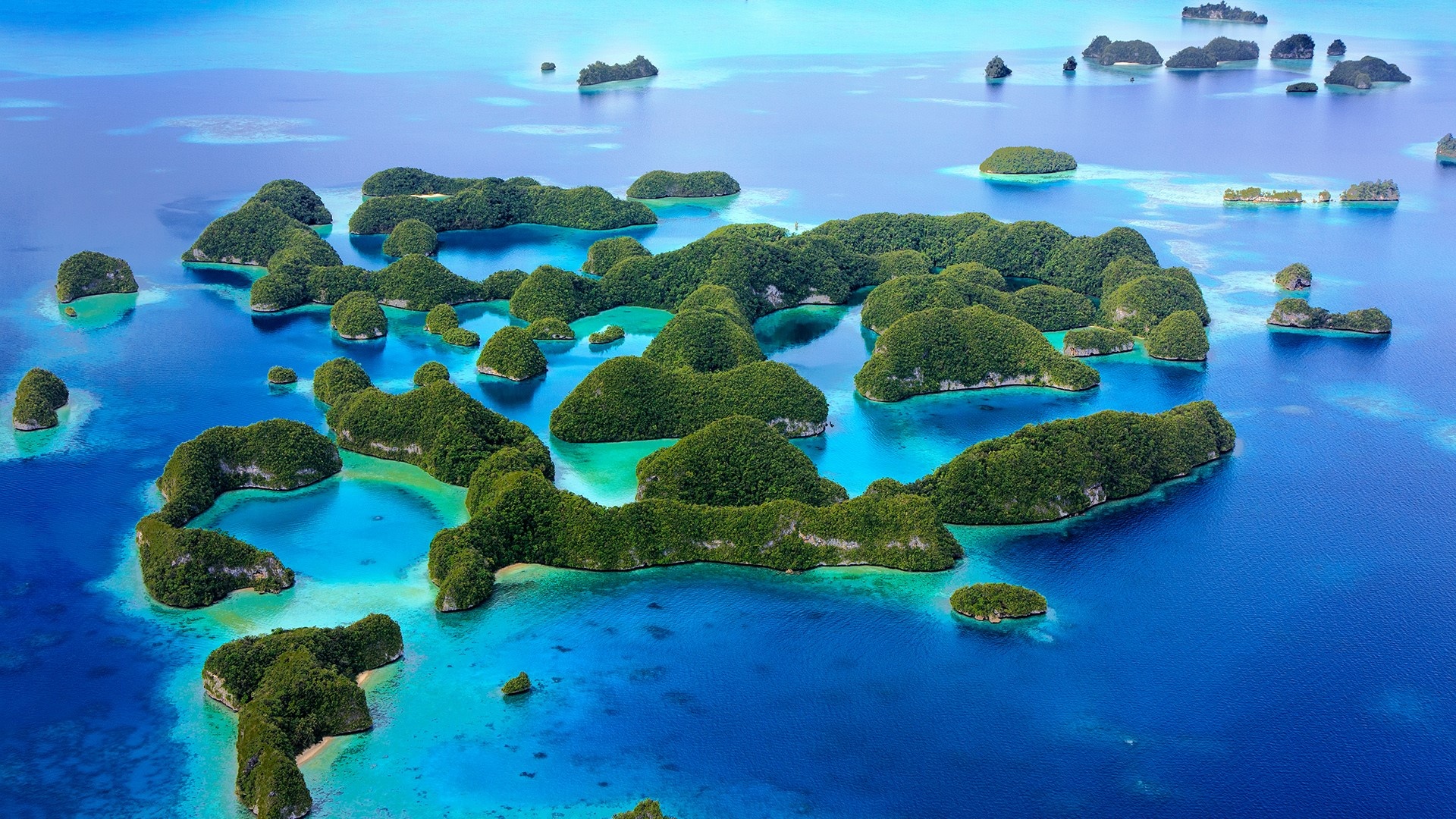 Aerial view of Palau, 70 islands spectacle, Windows 10 spotlight images, Natural wonders, 1920x1080 Full HD Desktop