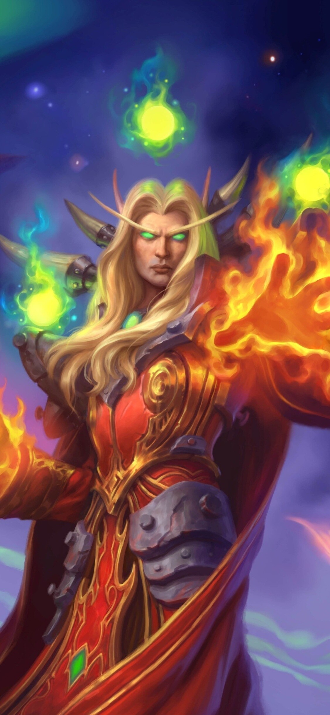 Hearthstone: Kael'thas, A hero directly borrowed from the Warcraft universe. 1130x2440 HD Wallpaper.