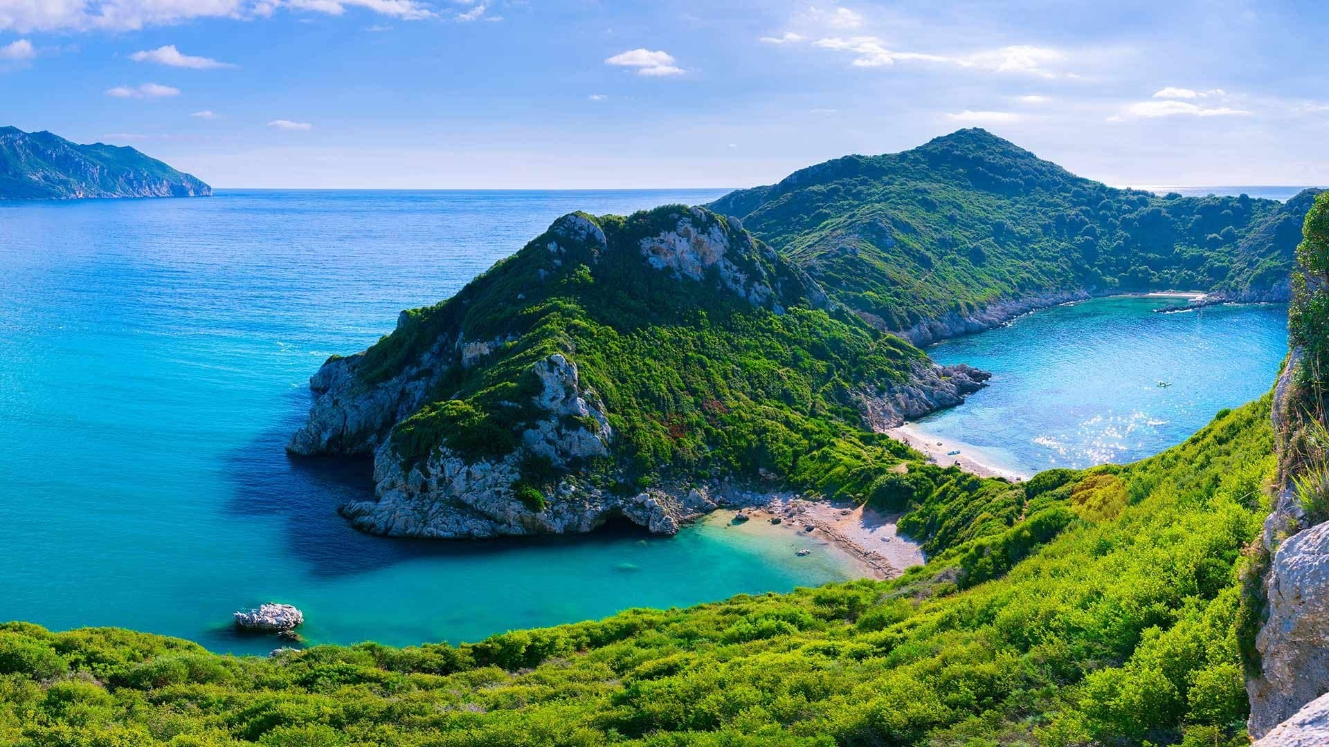 Corfu Island, Family-friendly beaches, Luxury villas, Perfect retreat, 1920x1080 Full HD Desktop