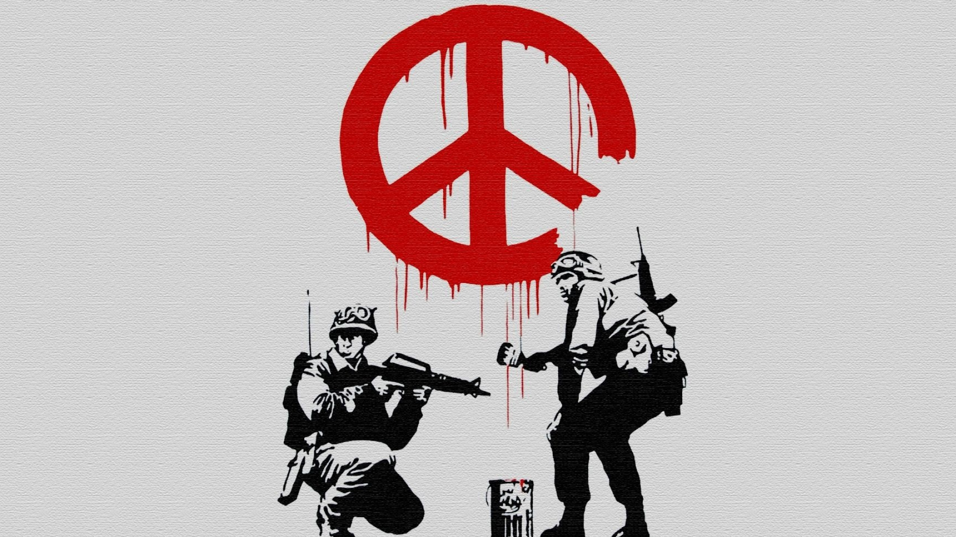 Banksy: CND Soldiers, Inspired by an anti-war protest led by Brian Haw, an English peace campaigner. 1920x1080 Full HD Background.
