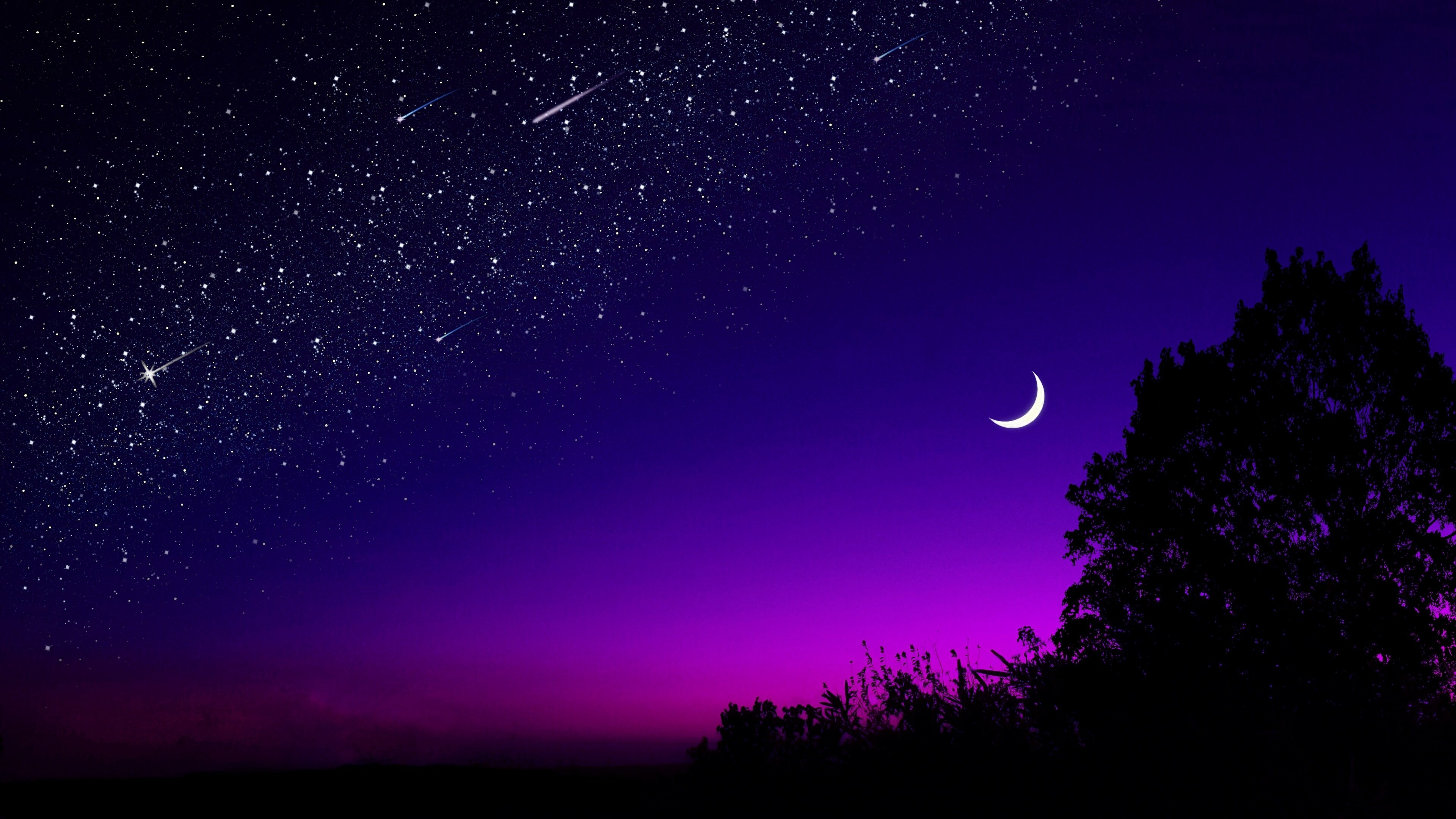 Moonlight: Night, Stars, Astronomical object. 3840x2160 4K Wallpaper.
