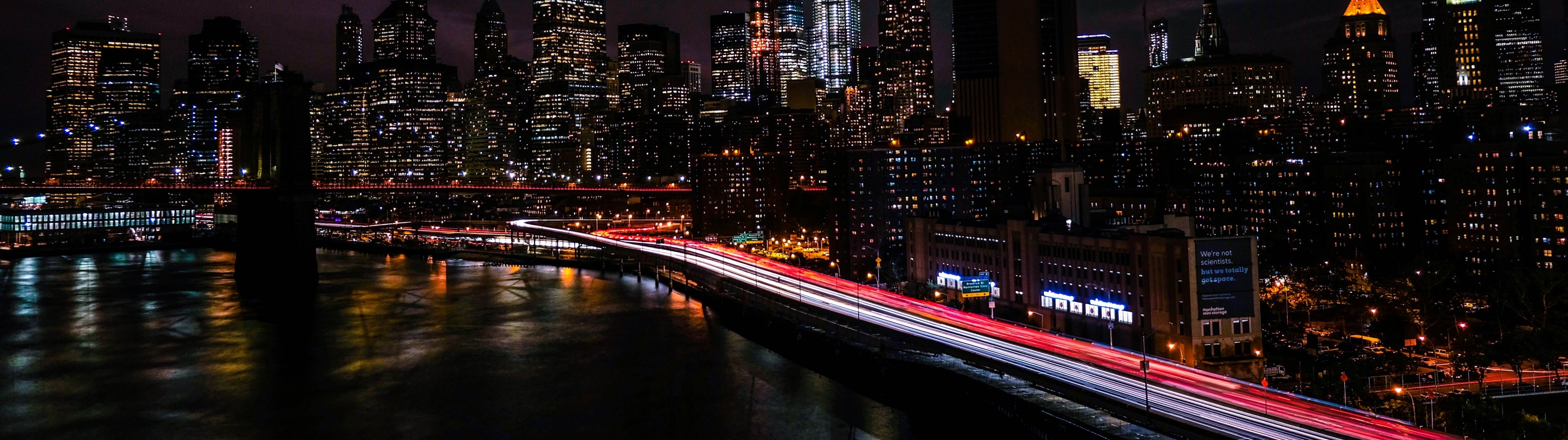 New York at Night, 4K night cityscape, City lights, Timelapse, 3840x1080 Dual Screen Desktop