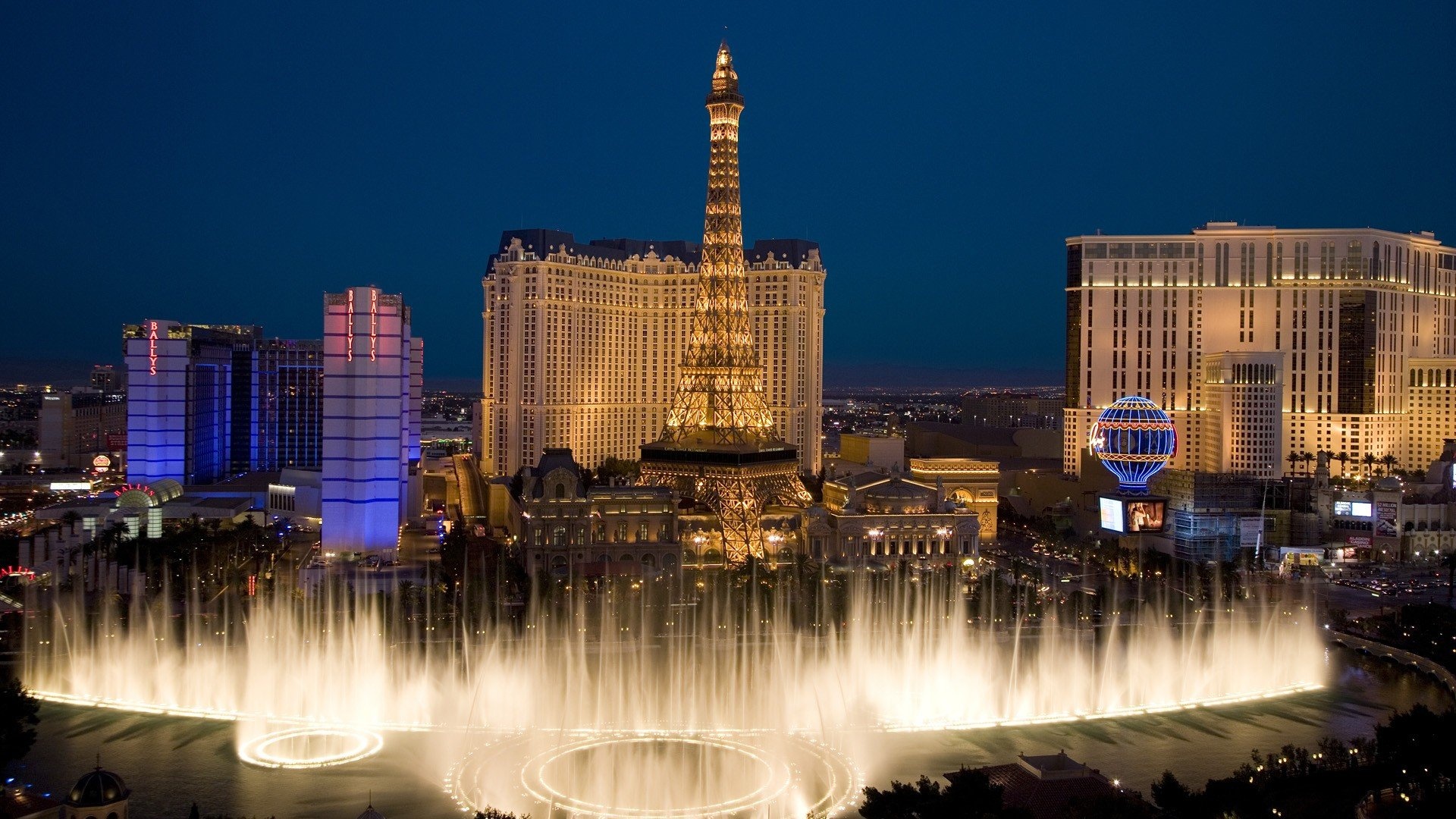 Paris Las Vegas Nevada, Bellagio Fountain, Wallpaper, Fascinating visual, 1920x1080 Full HD Desktop