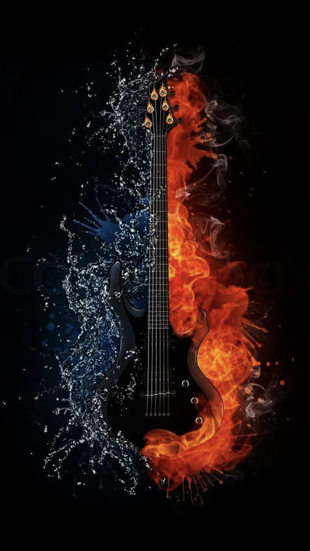 Blazing guitar, Intense flames, Guitar on fire, Fiery music, 1080x1920 Full HD Phone