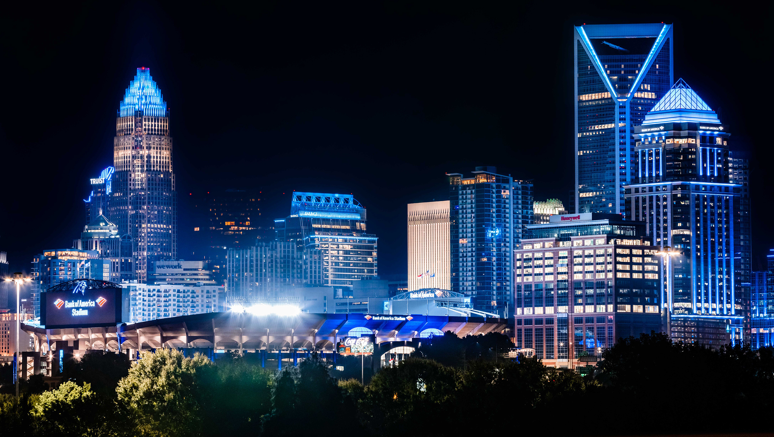 Charlotte skyline, Accuvision lasik, Urban panorama, Eye care, 2560x1450 HD Desktop