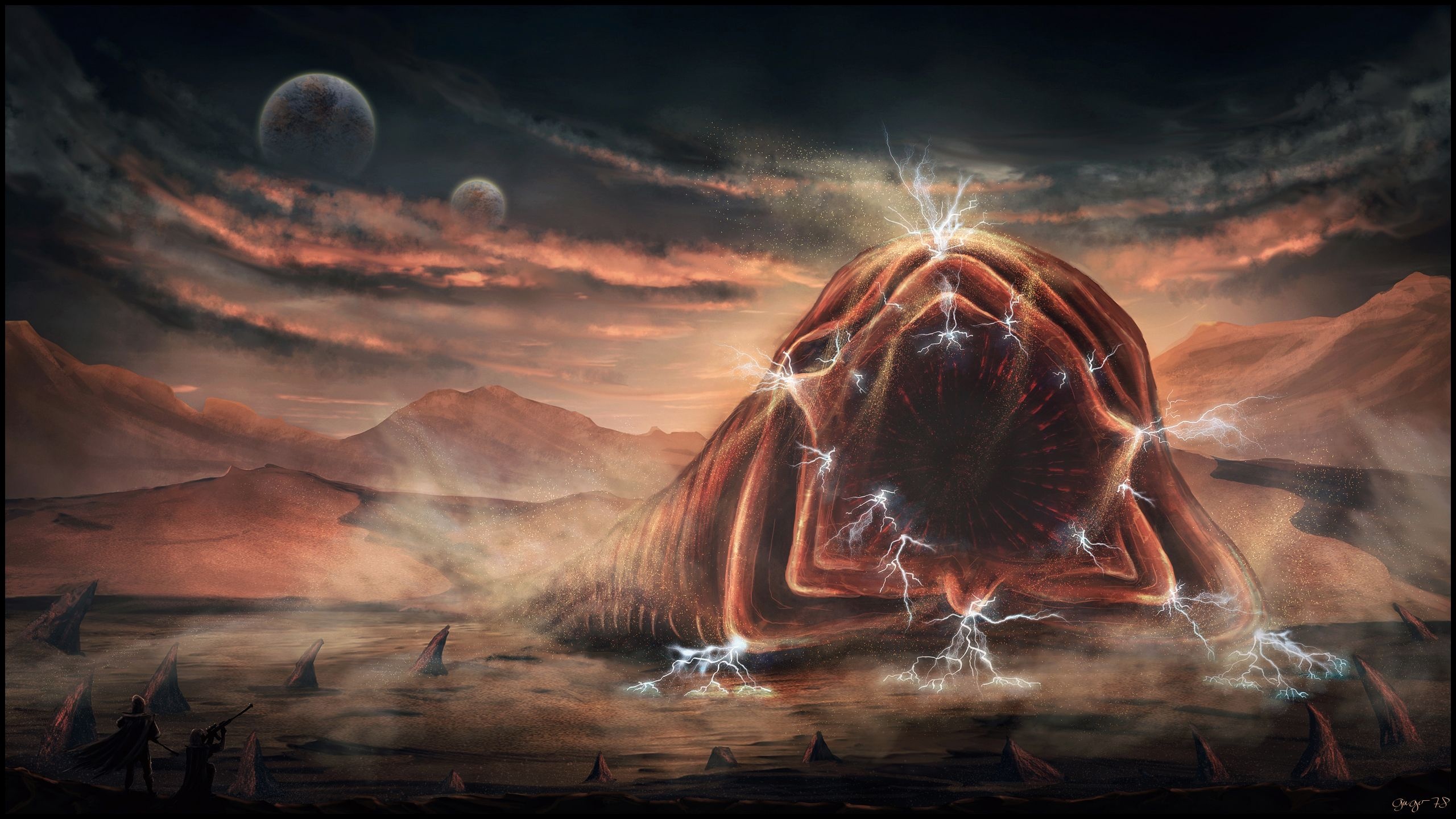 Dune Worm, Worms of Arrakis, Dune art, Full HD pictures, 2560x1440 HD Desktop
