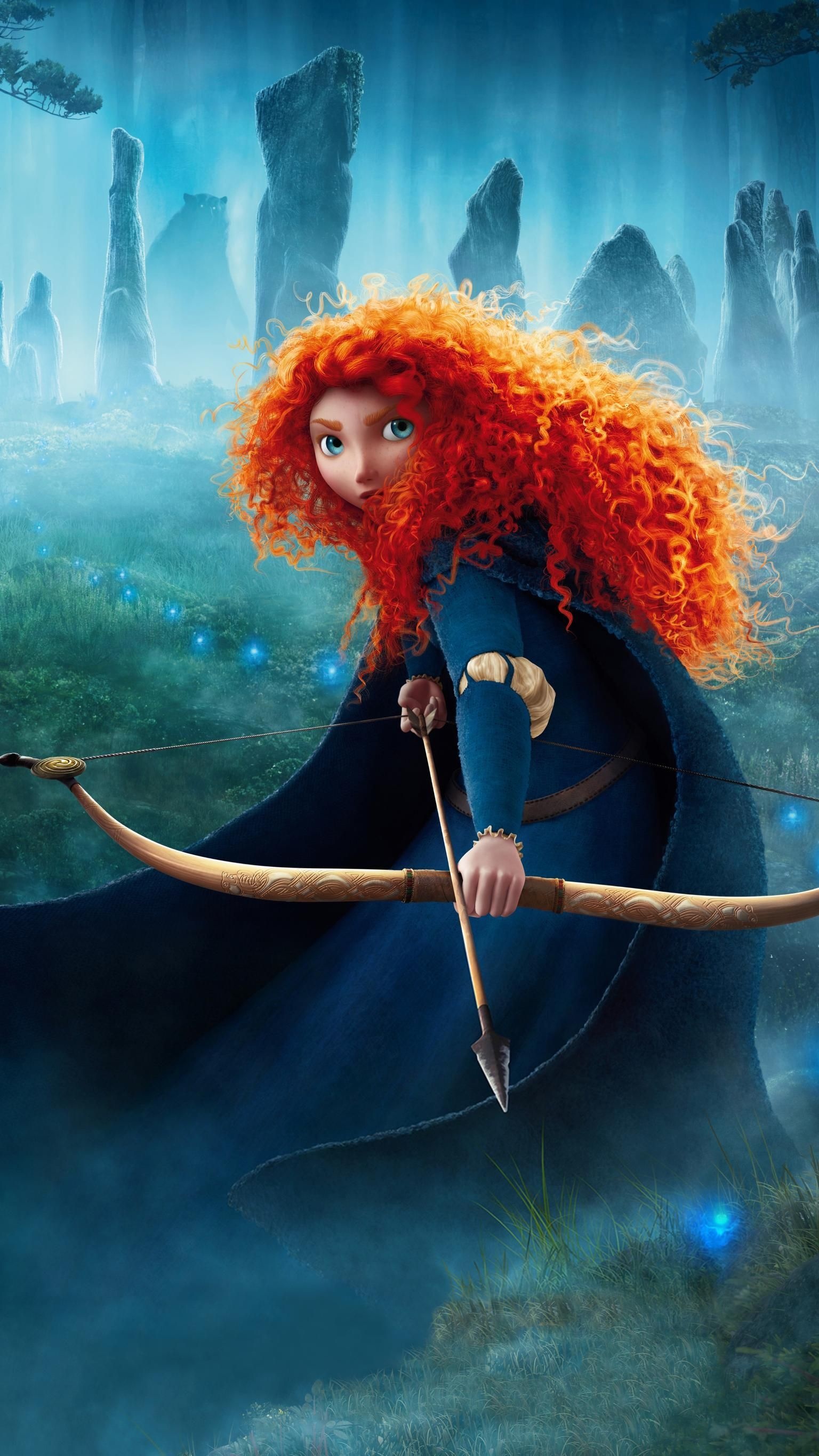 Brave (Disney): Merida, The first Disney Princess created by Pixar. 1540x2740 HD Background.