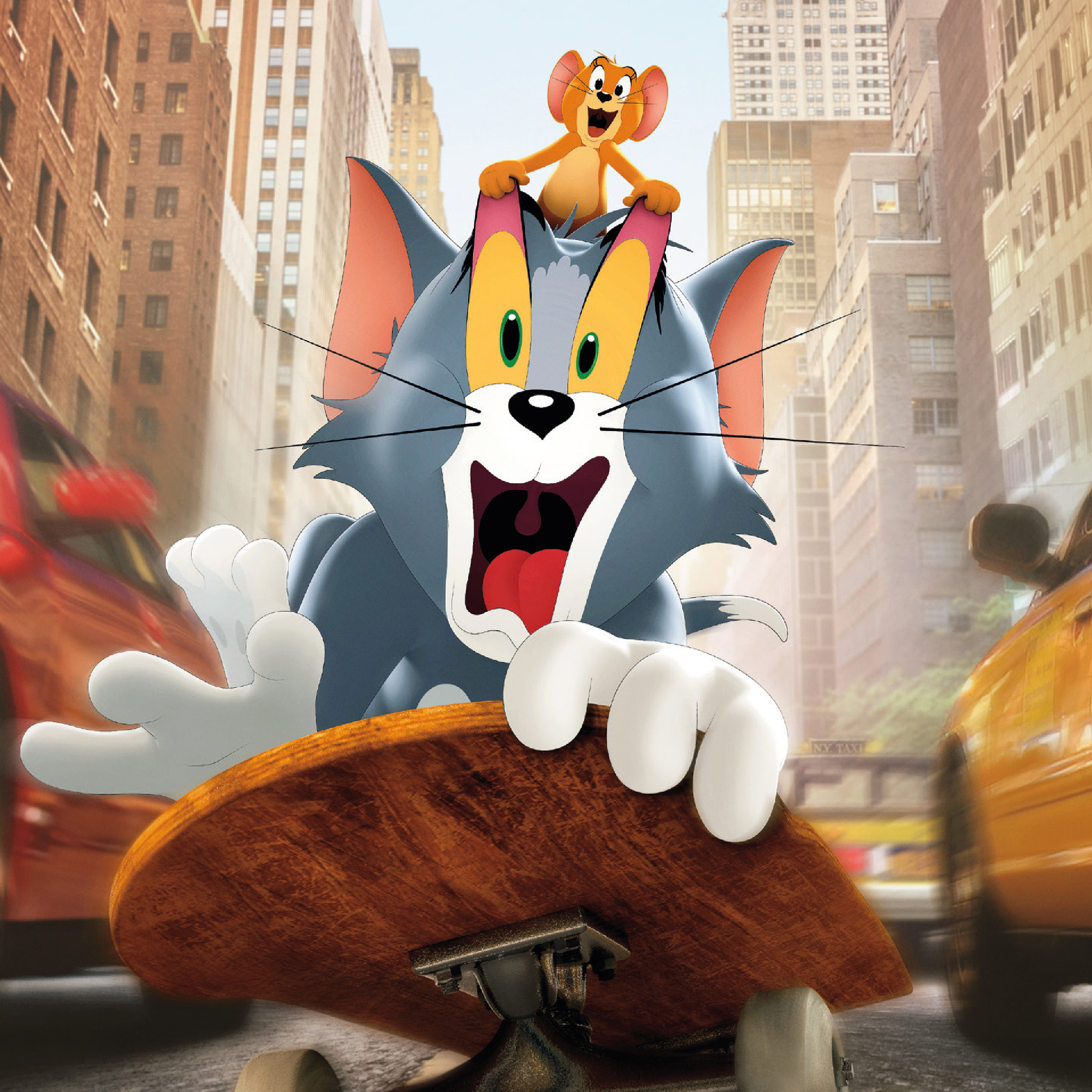 Tom and Jerry movie, Stunning poster, Vivid colours, Eye-catching design, 2050x2050 HD Phone