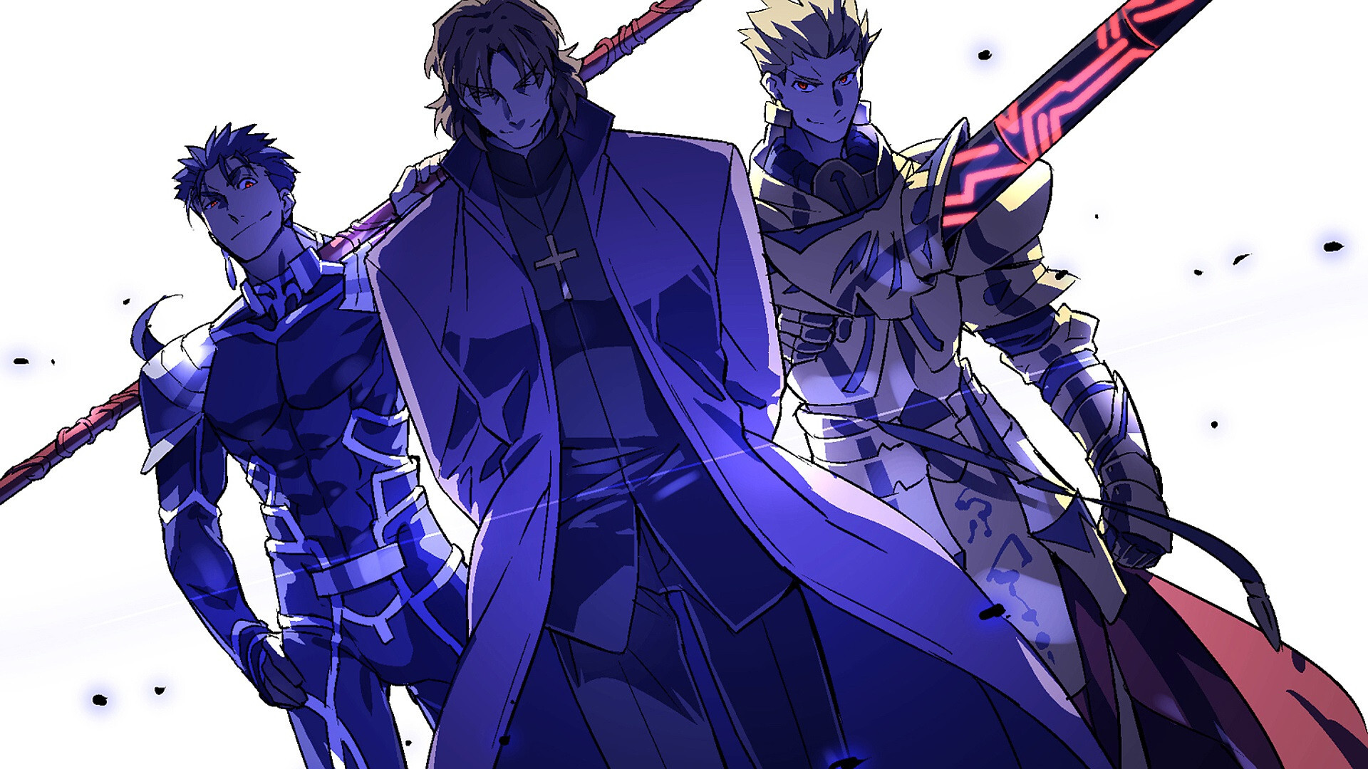 Gilgamesh (Fate/Zero): Kotomine Kirei, Fate/stay night, Fate media franchise, consisting of a number of adaptations. 1920x1080 Full HD Wallpaper.