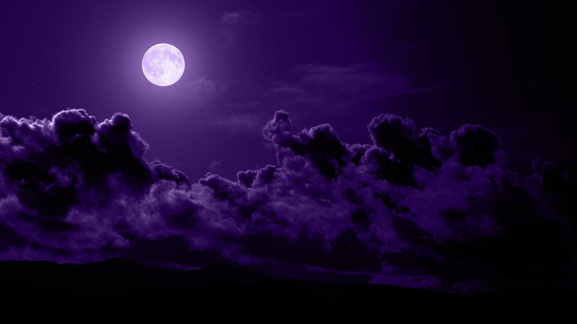 Moonlight: Moon illuminating the tops of clouds, Darkness. 1920x1080 Full HD Wallpaper.