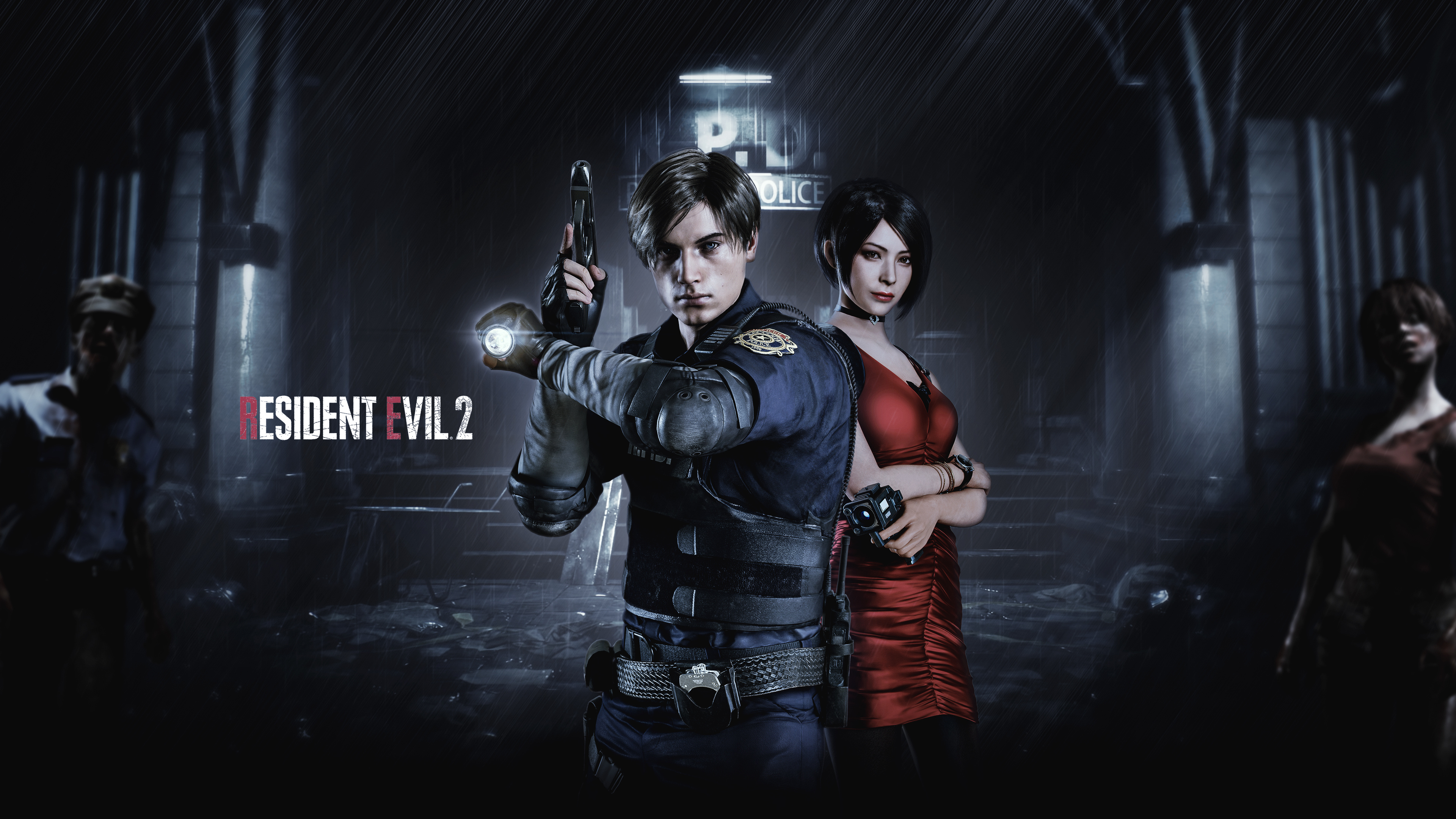 Leon S. Kennedy, Ada Wong, Resident Evil 2 2019, Wallpaper resolution, 3840x2160 4K Desktop