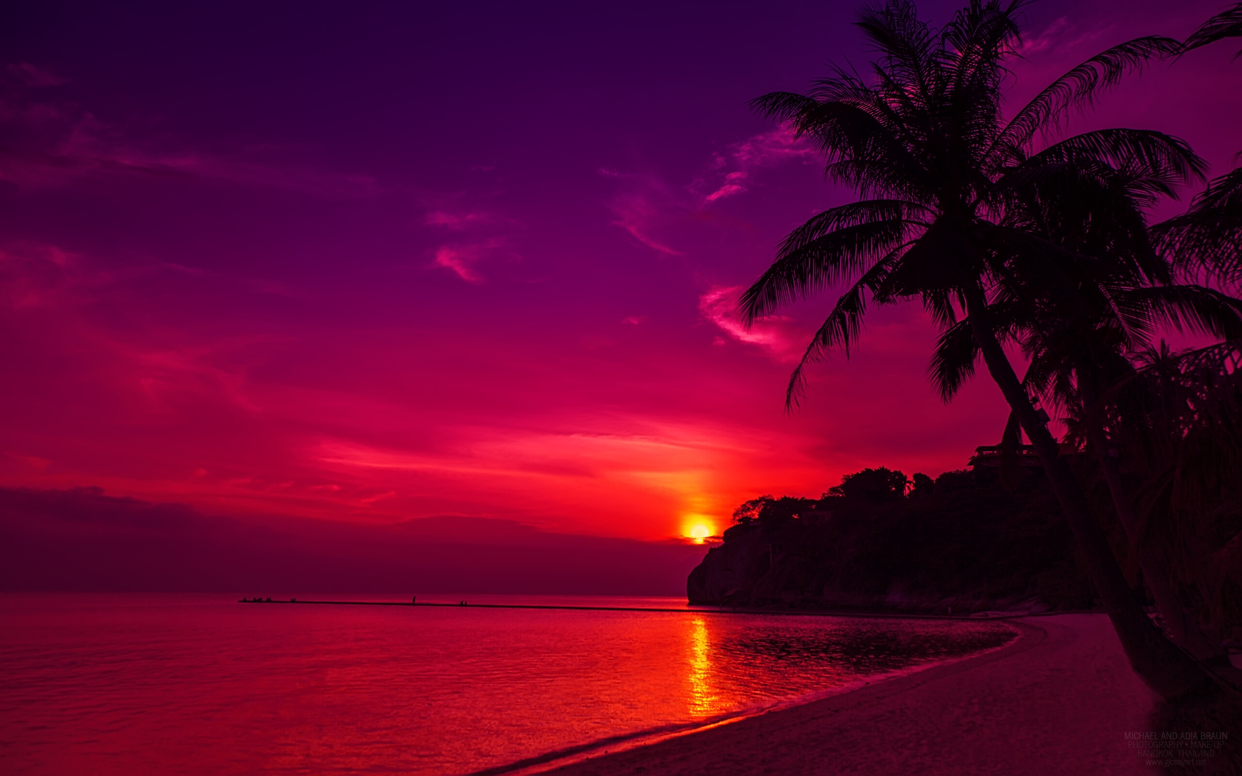 Sunset: Close of day, Twilight, Beach. 2560x1600 HD Background.
