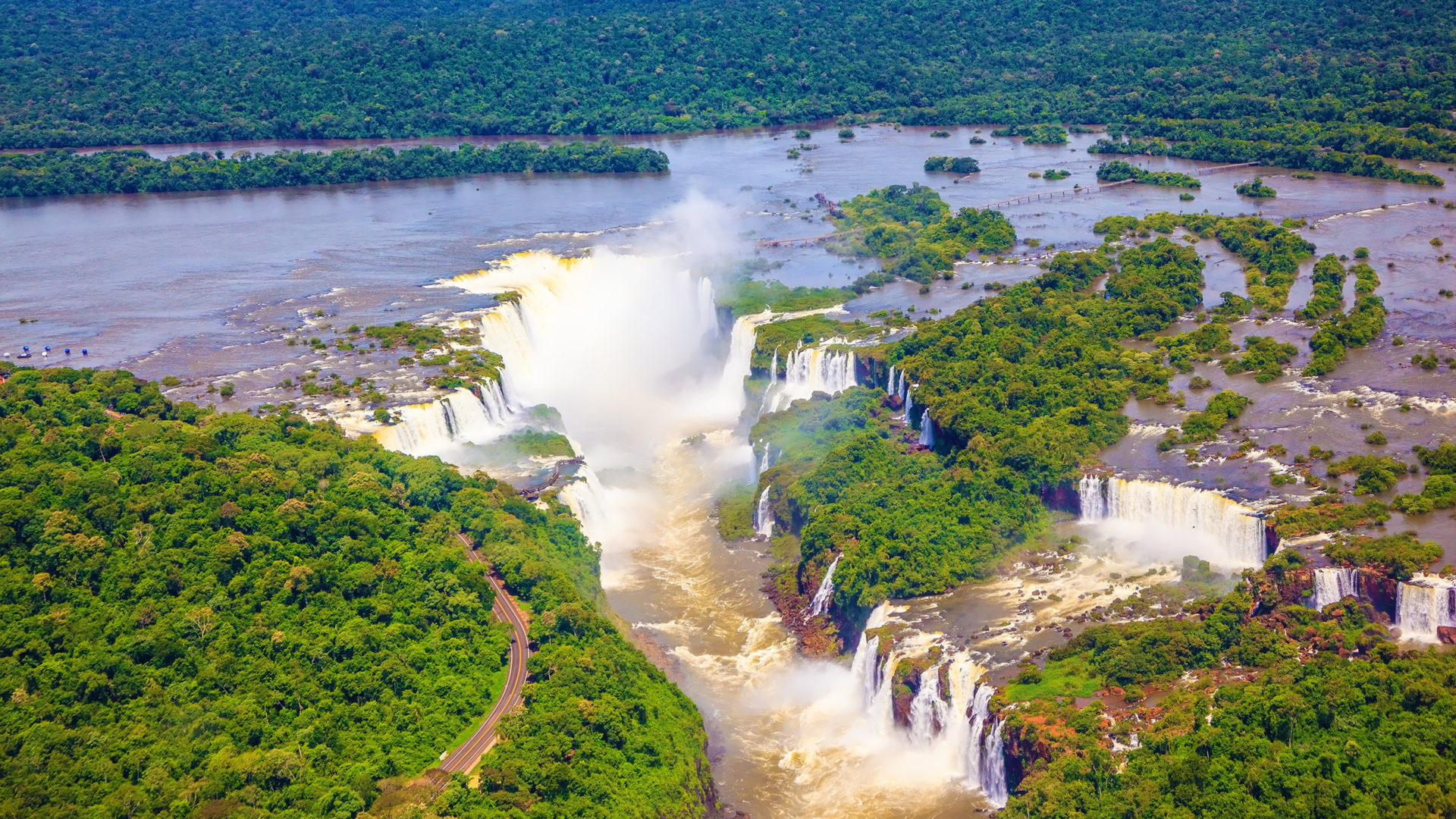 Iguazu Falls, Brazil and Argentina, Aerial view, Landscape, 1920x1080 Full HD Desktop
