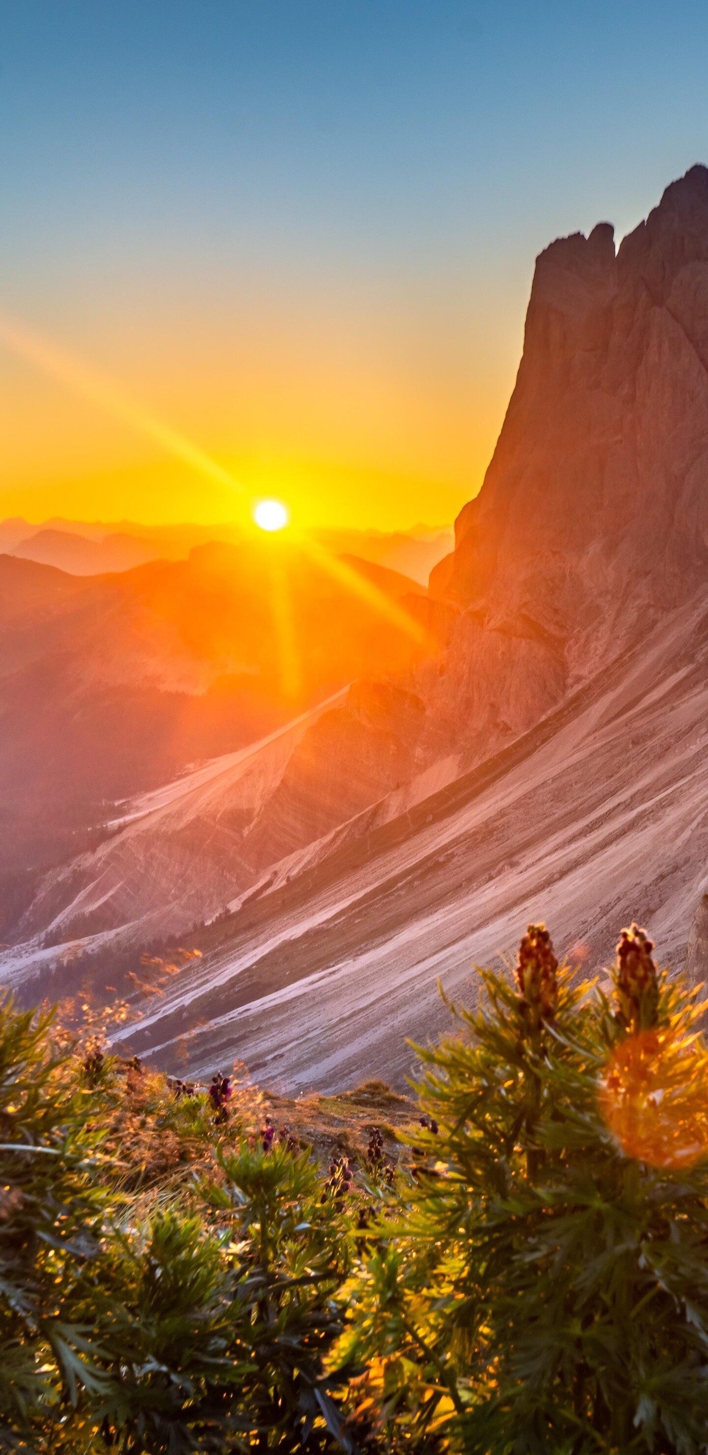 Sunrise: The morning twilight, The Dolomites, Italy. 1440x2960 HD Wallpaper.