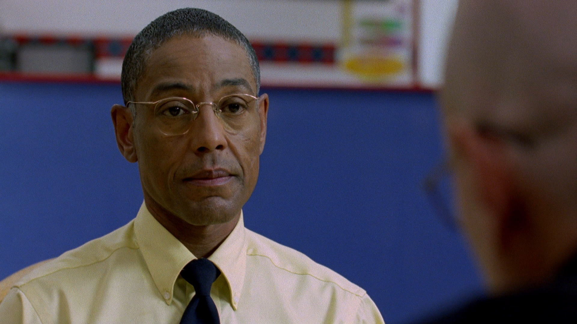 Giancarlo Esposito: Gus Fring talking to Walter White, Breaking Bad television series created by Vince Gilligan. 1920x1080 Full HD Background.