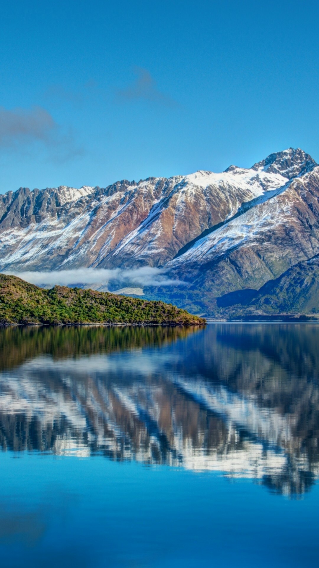 Lake: New Zealand, Mountain, Landscape, A large inland body of standing fresh or salt water. 1080x1920 Full HD Background.