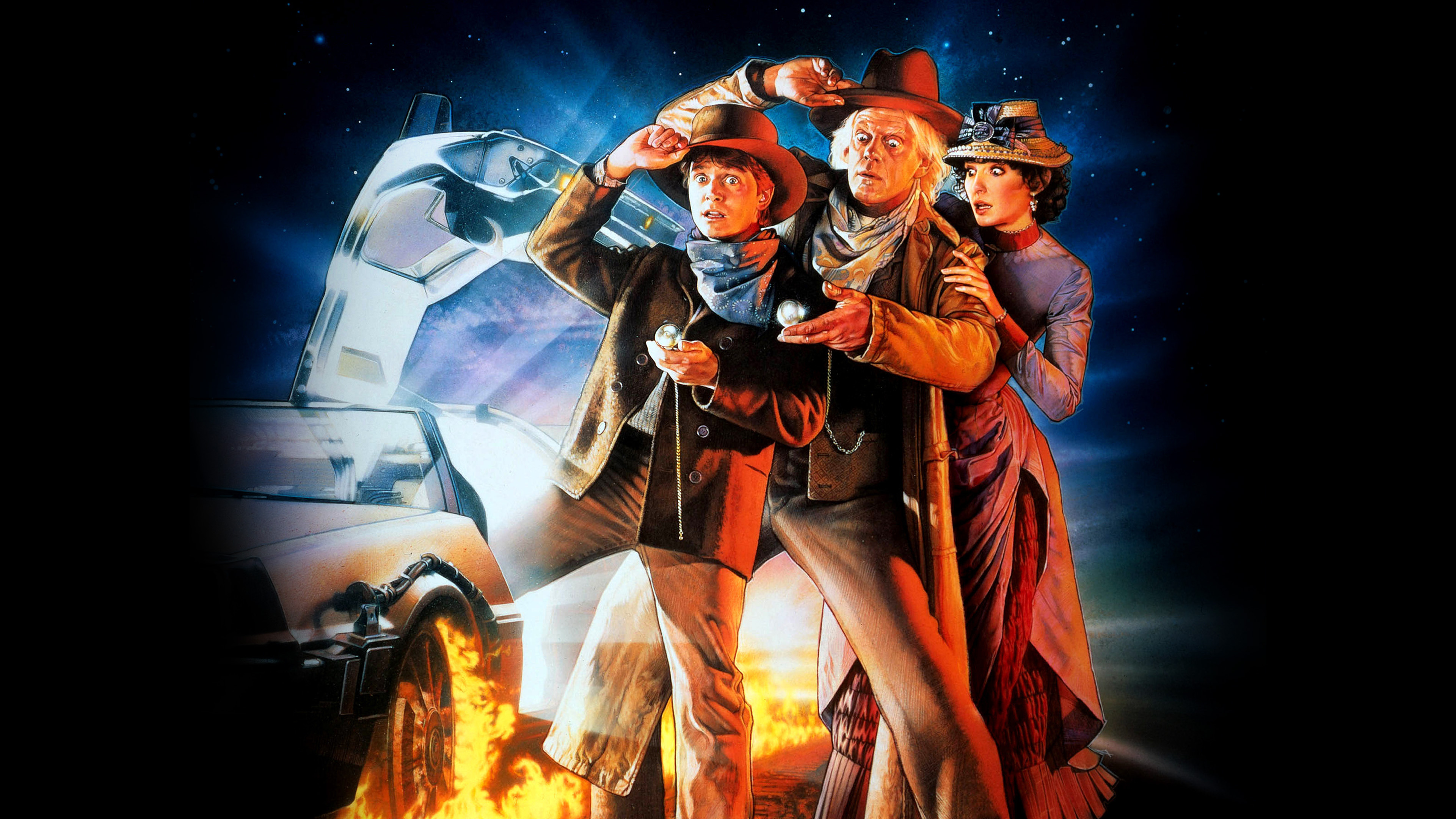 Back to the Future: A 1990 American science fiction Western film, directed by Robert Zemeckis. 3840x2160 4K Background.