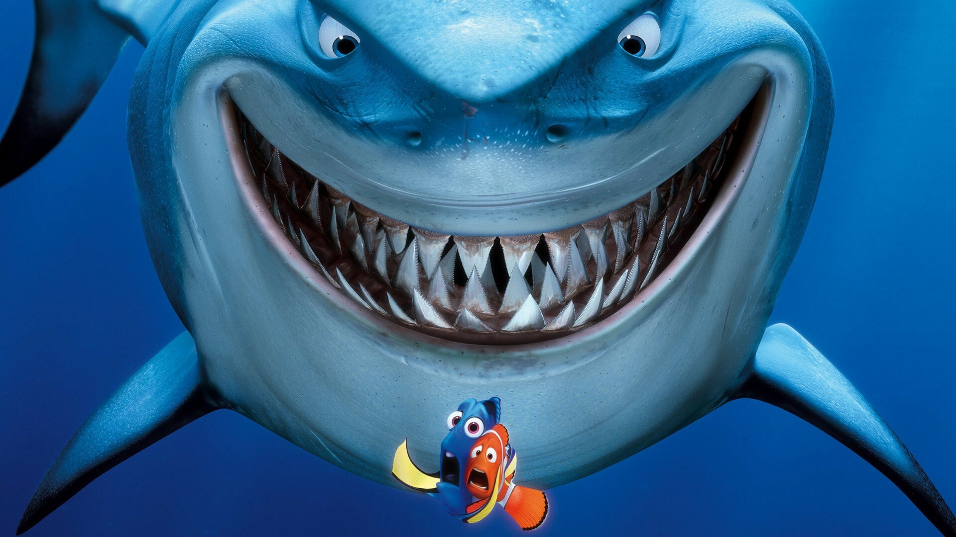 Finding Nemo: Bruce, The leader of the Fish-Friendly Sharks support group. 1920x1080 Full HD Wallpaper.