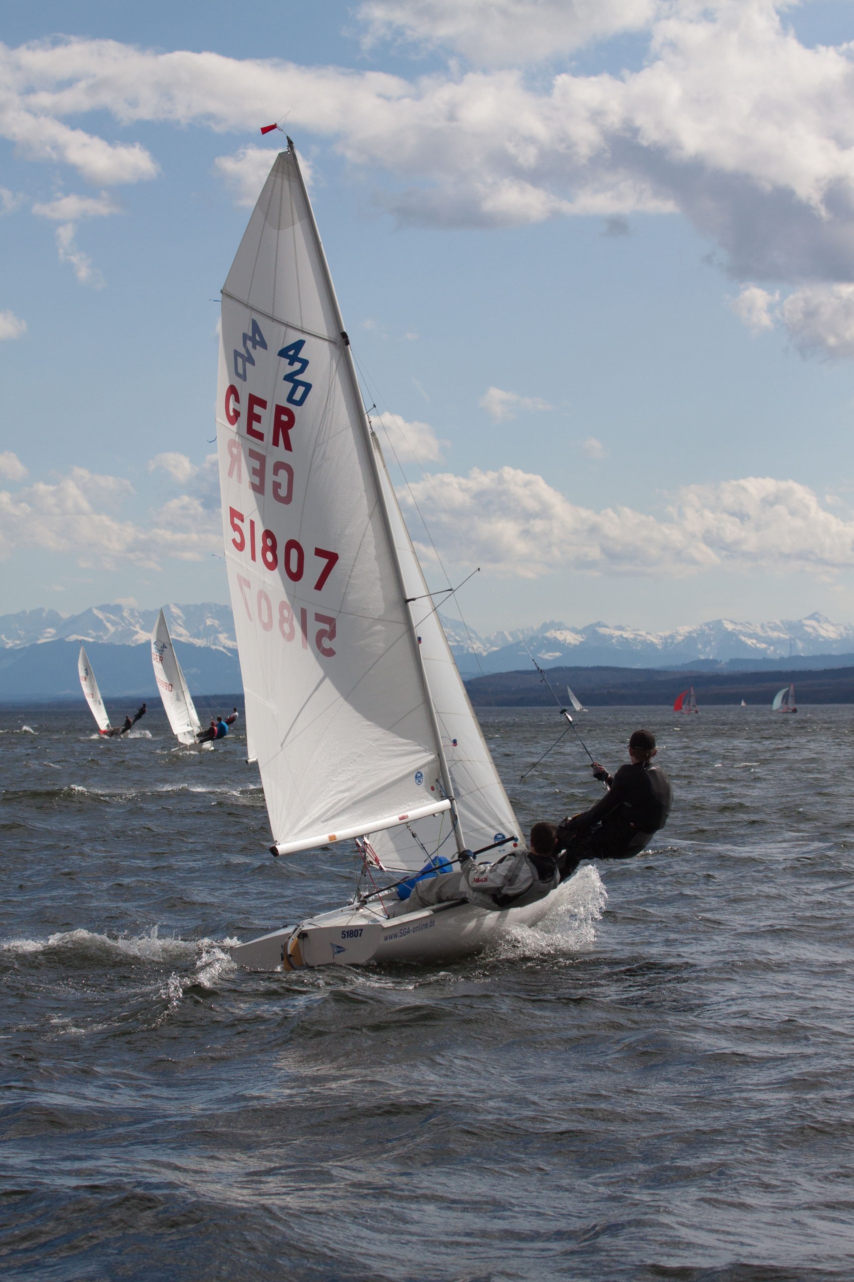 Sail Boat: The 420, A two-person trapeze and spinnaker racing dinghy. 1710x2560 HD Background.