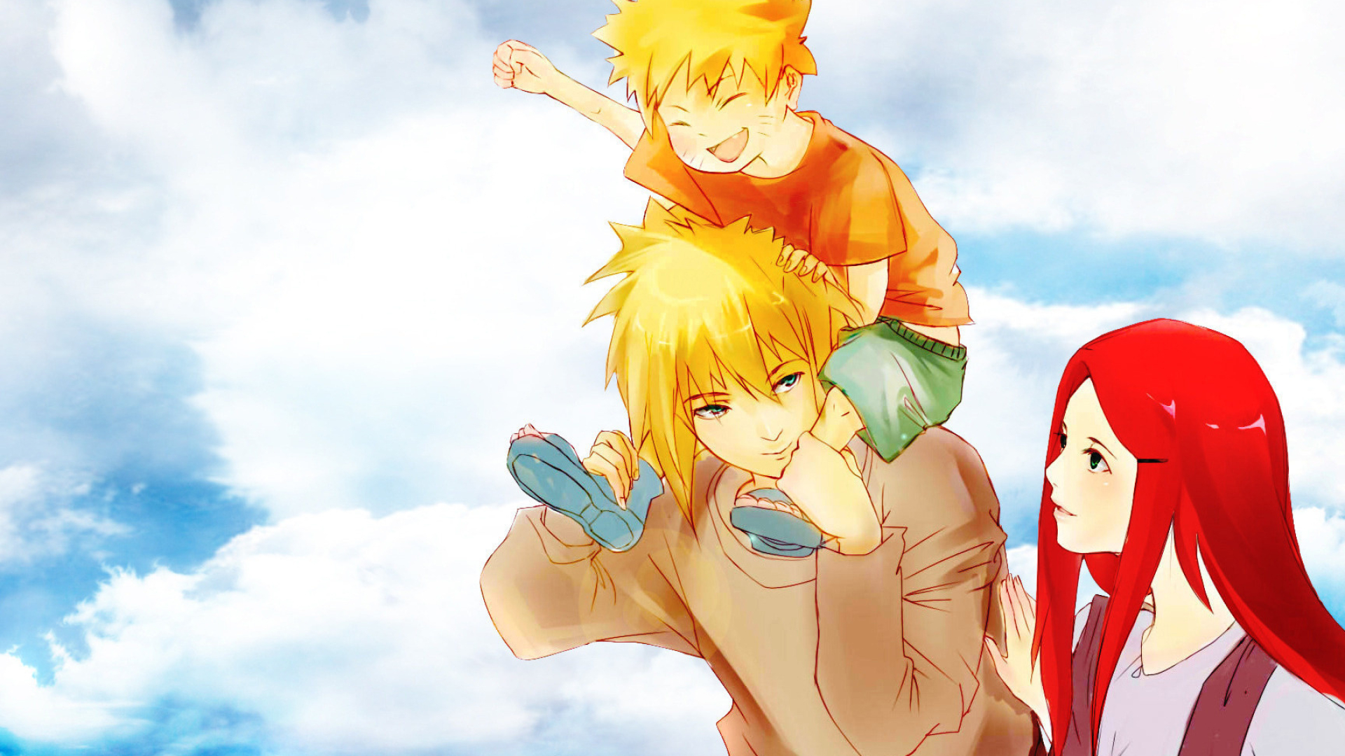 Kushina Uzumaki, Anime family, Naruto's smile, Sunny day artwork, 1920x1080 Full HD Desktop